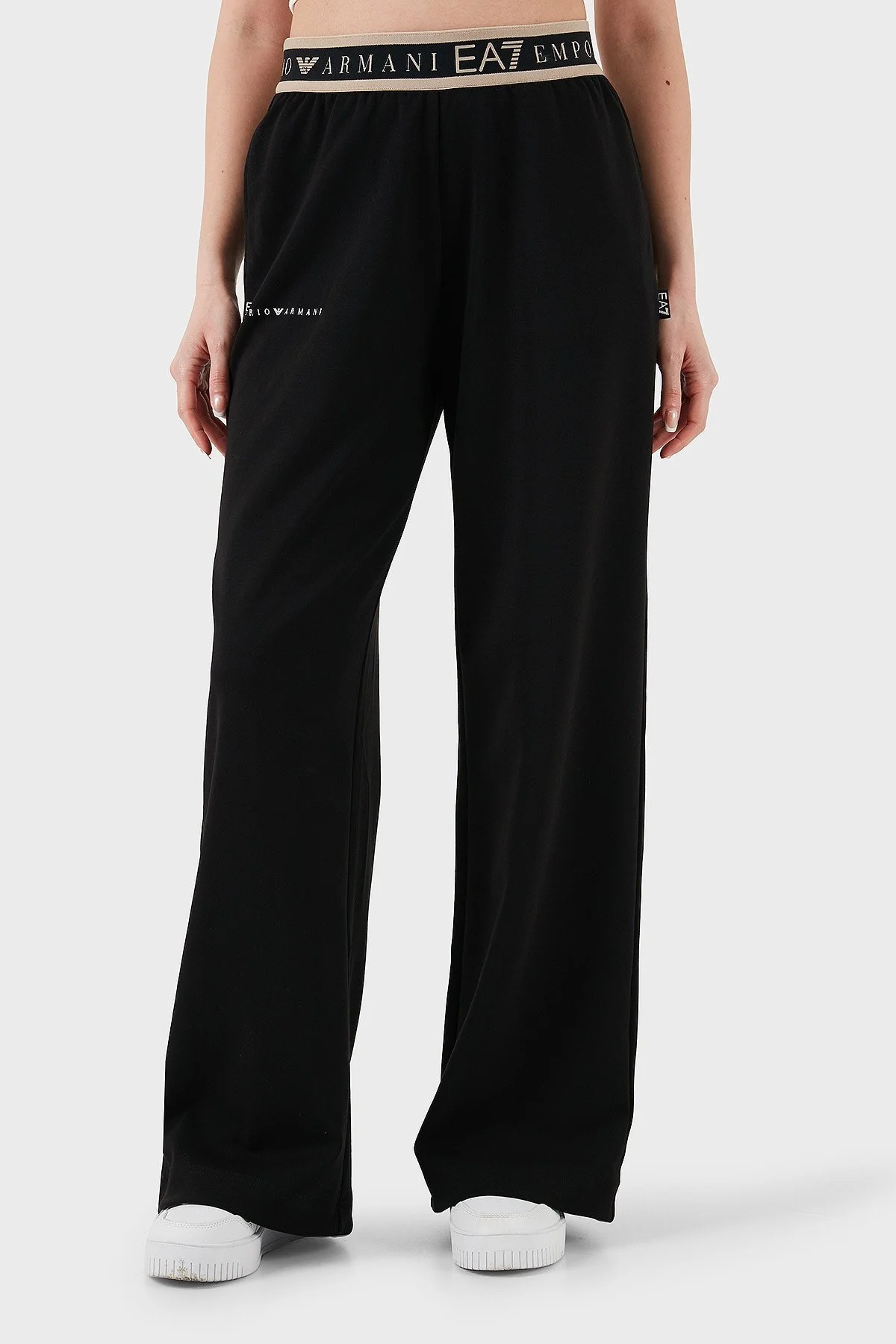 EA7 Wide Leg Yüksek Bel Bol Paça Logolu Bayan Pantolon 7W000281 AF12501 UC001 SİYAH - 1
