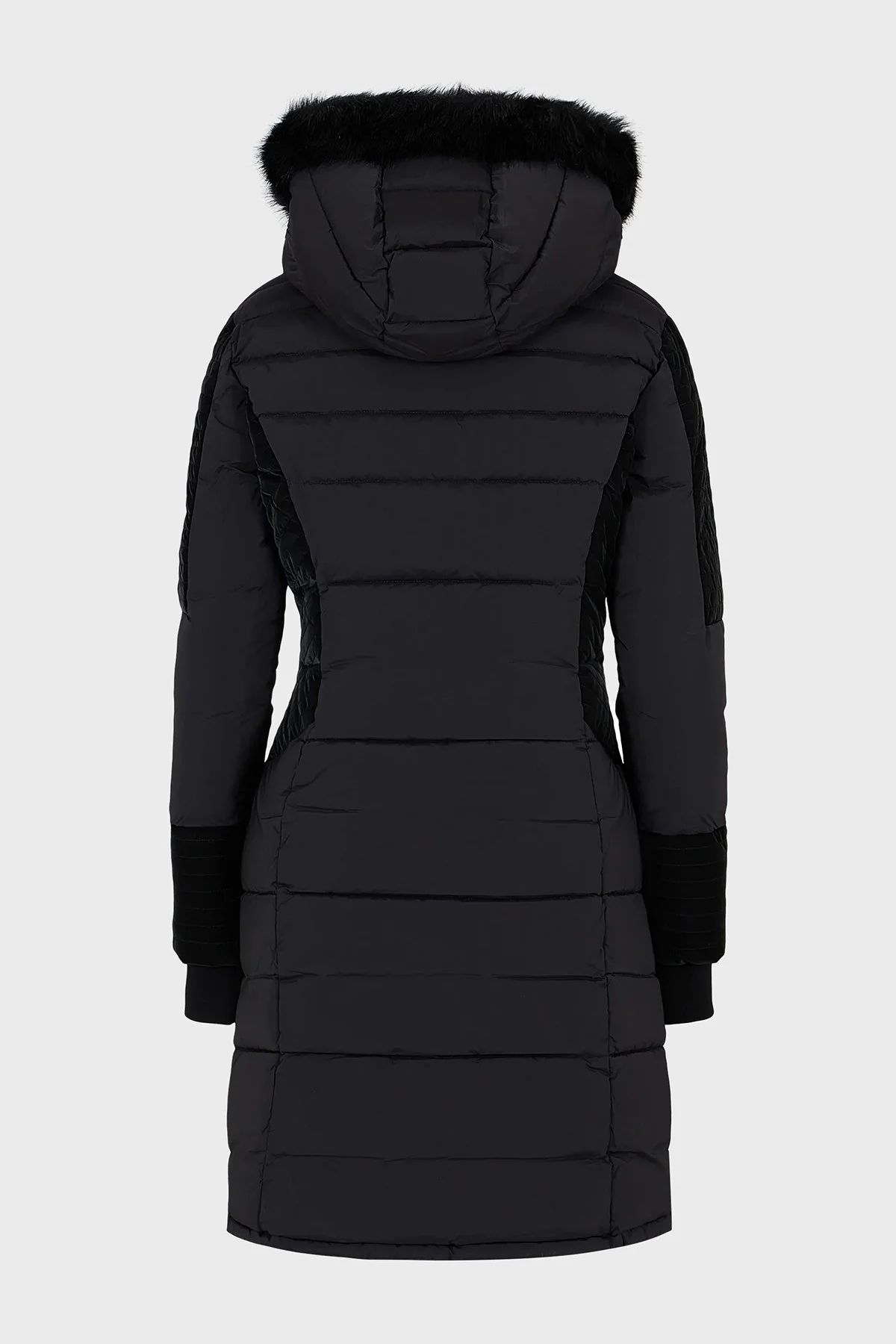 EA7 Yakası Tüylü Kapüşonlu Fermuarlı Regular Fit Uzun Bayan Mont 6RTL10 TNDAZ 1200 SİYAH - 5