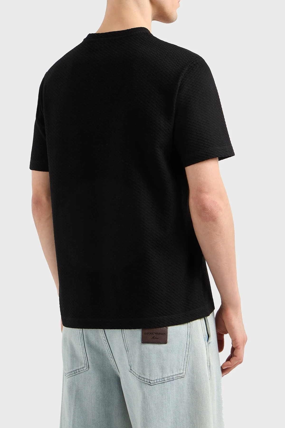 Emporio Arman Pamuklu Regular Fit Kabartmalı Jakarlı Erkek T Shirt EM001728 AF14874 FC039 SİYAH - 8