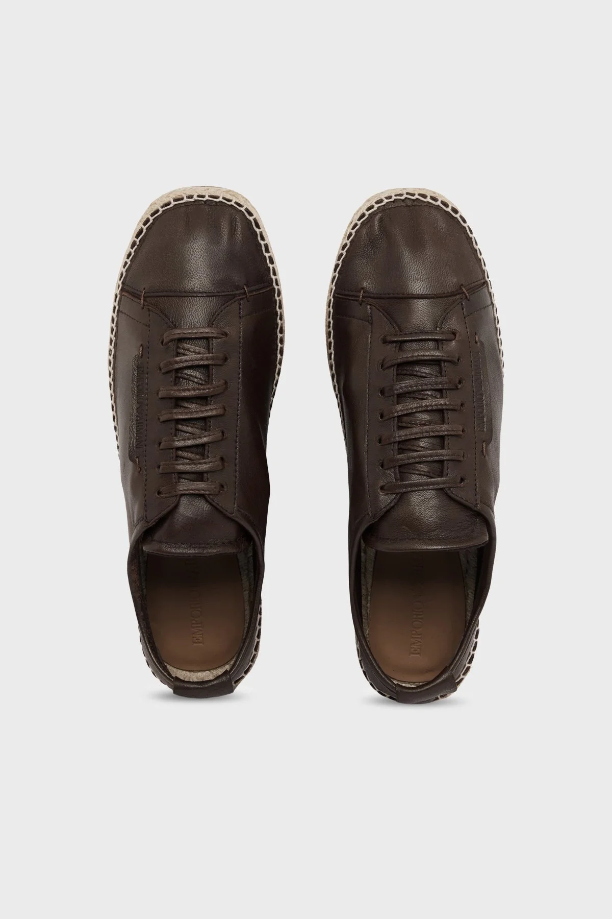 Emporio Armani % 100 Deri Espadril Erkek Ayakkabı EM005857 AF25536 U6326 KAHVERENGİ - 4