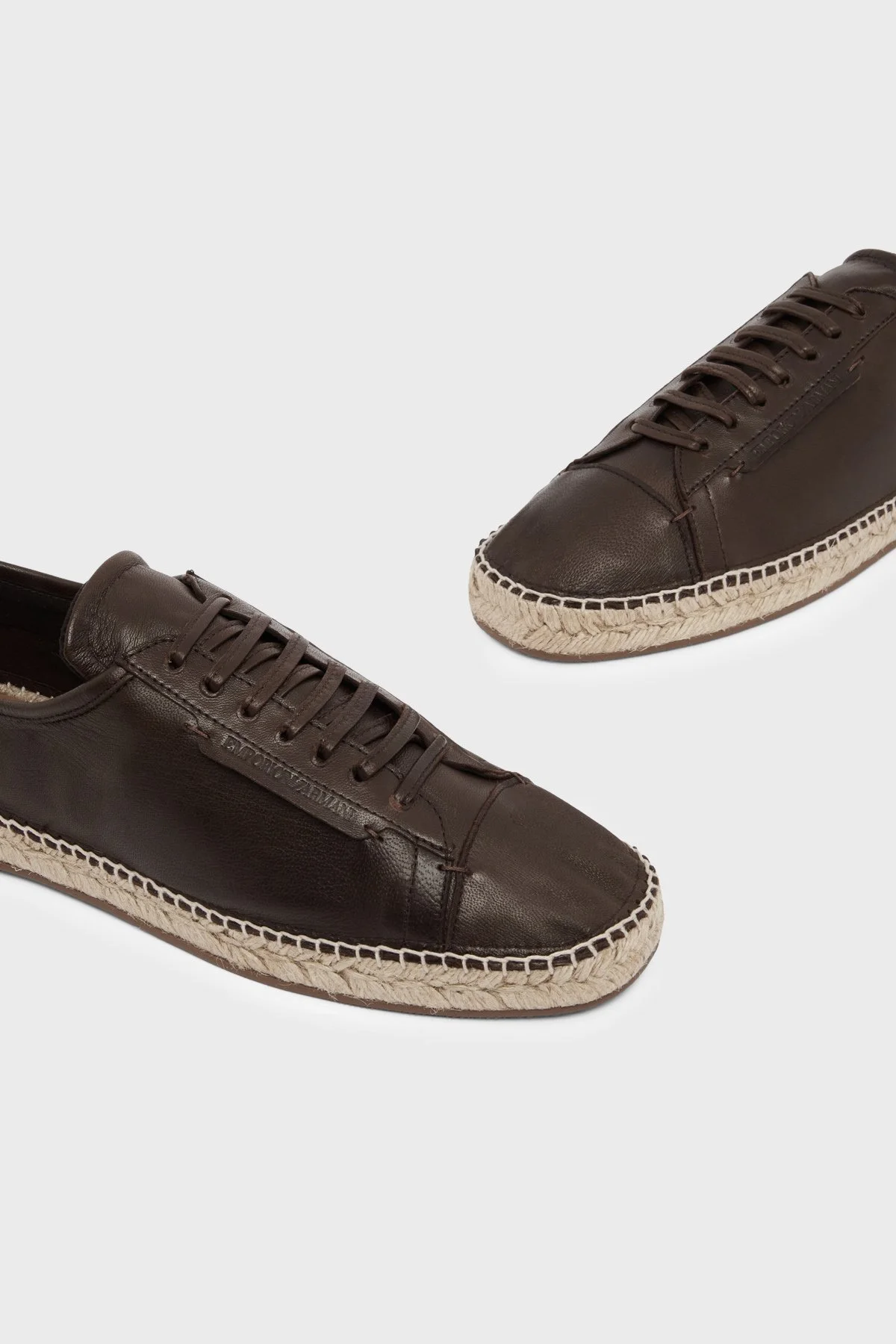 Emporio Armani % 100 Deri Espadril Erkek Ayakkabı EM005857 AF25536 U6326 KAHVERENGİ - 5