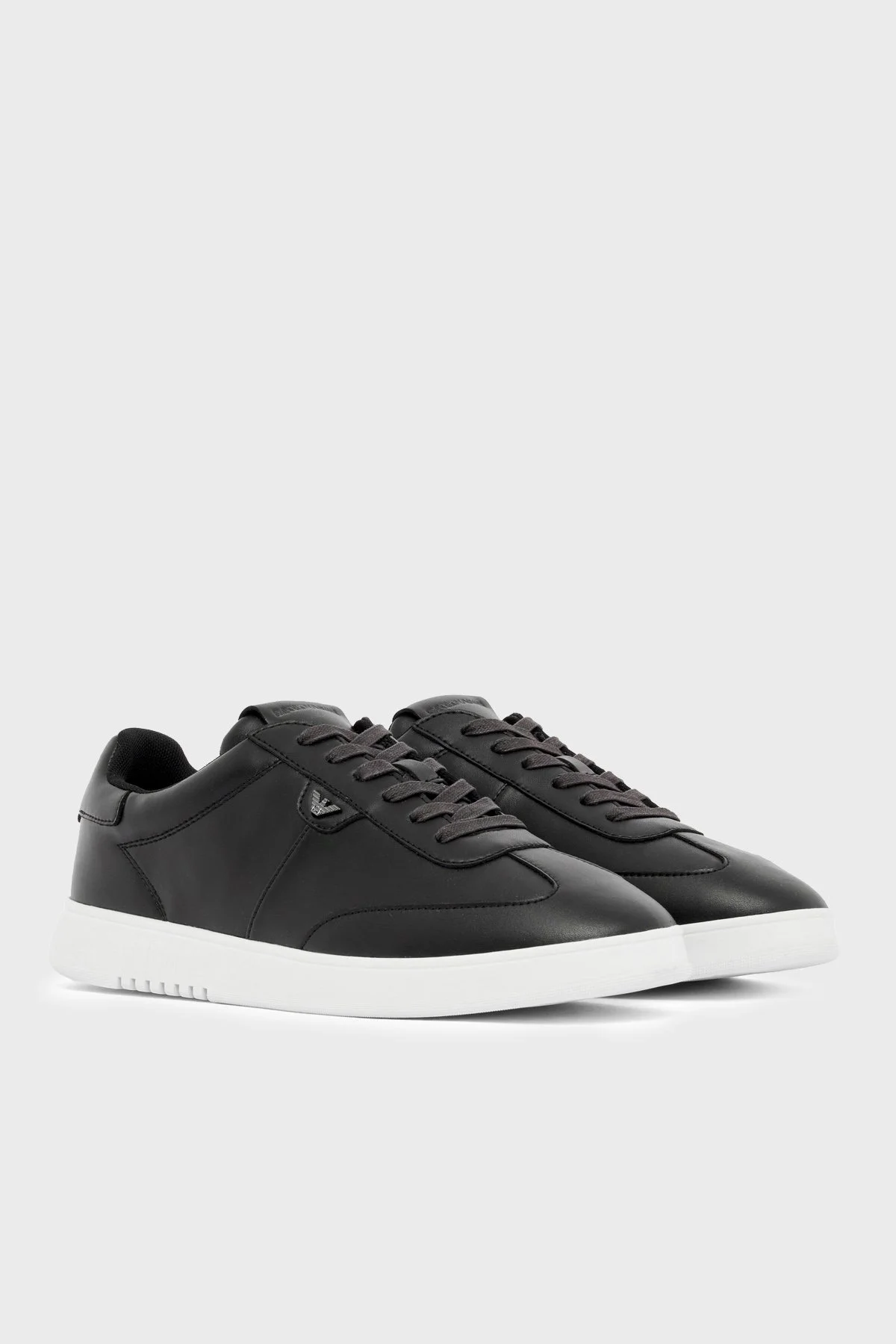 Emporio Armani % 100 Deri Logolu Sneaker Erkek Ayakkabı EM003062 AF20004 UC001 SİYAH - 3