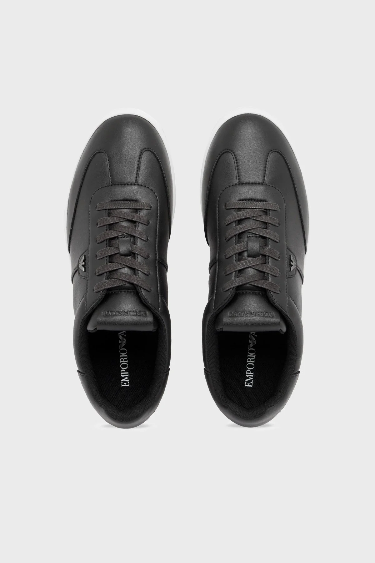 Emporio Armani % 100 Deri Logolu Sneaker Erkek Ayakkabı EM003062 AF20004 UC001 SİYAH - 4