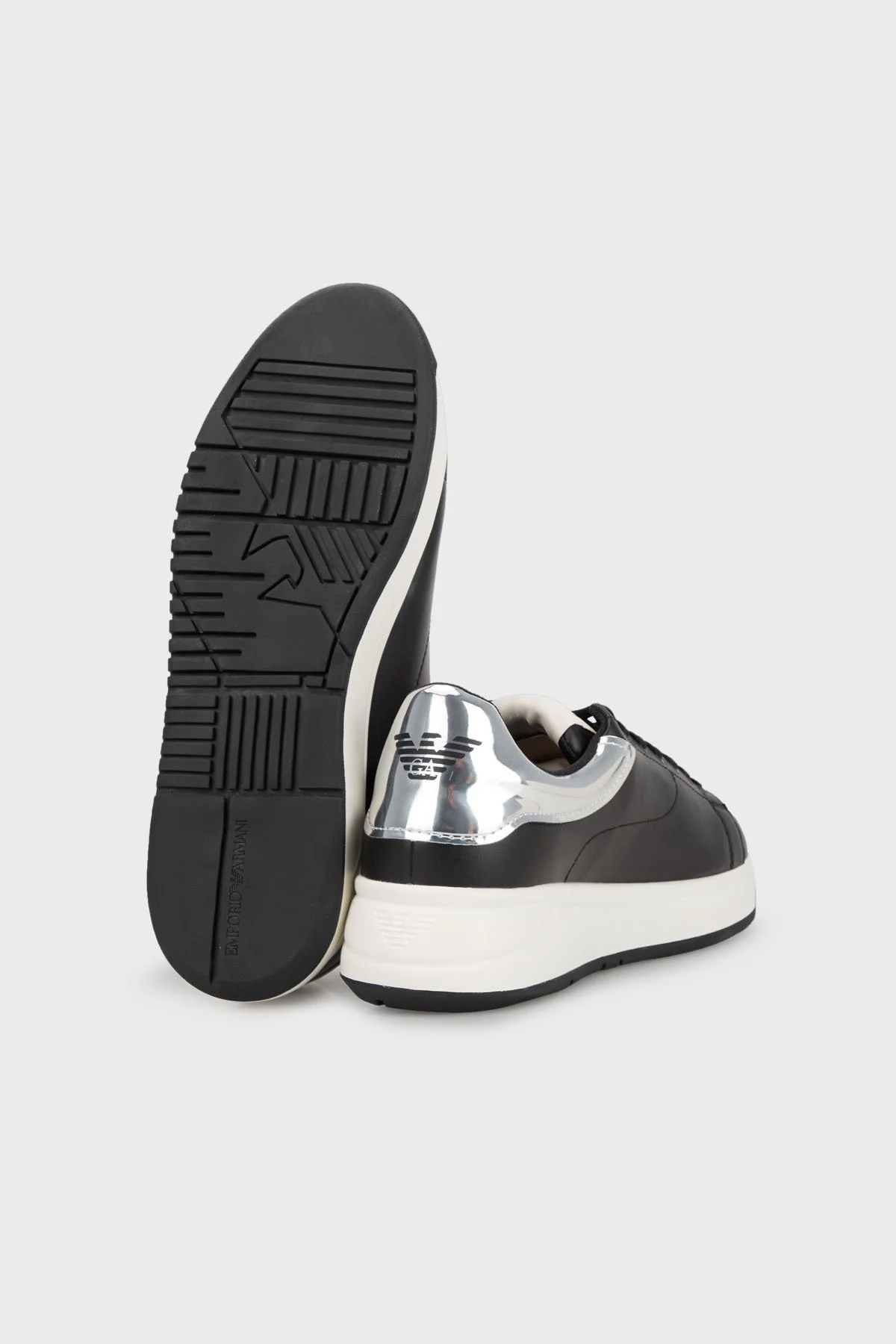 Emporio Armani % 100 Deri Marka Logolu Bağcıklı Erkek Ayakkabı X4X264 XN818 N763 SİYAH - 4