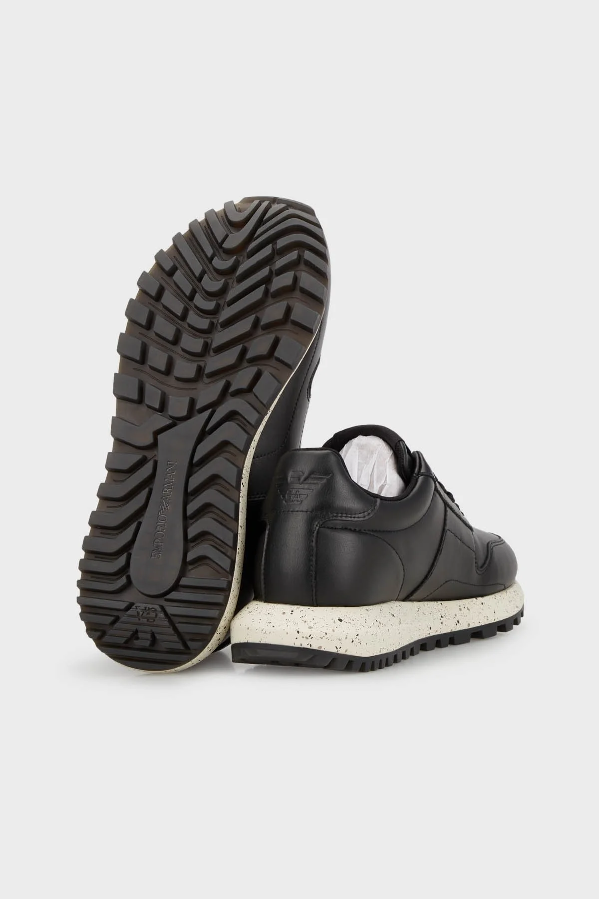 Emporio Armani % 100 Hakiki Deri Günlük Spor Erkek Ayakkabı X4X639 XD382 00002 SİYAH - 4