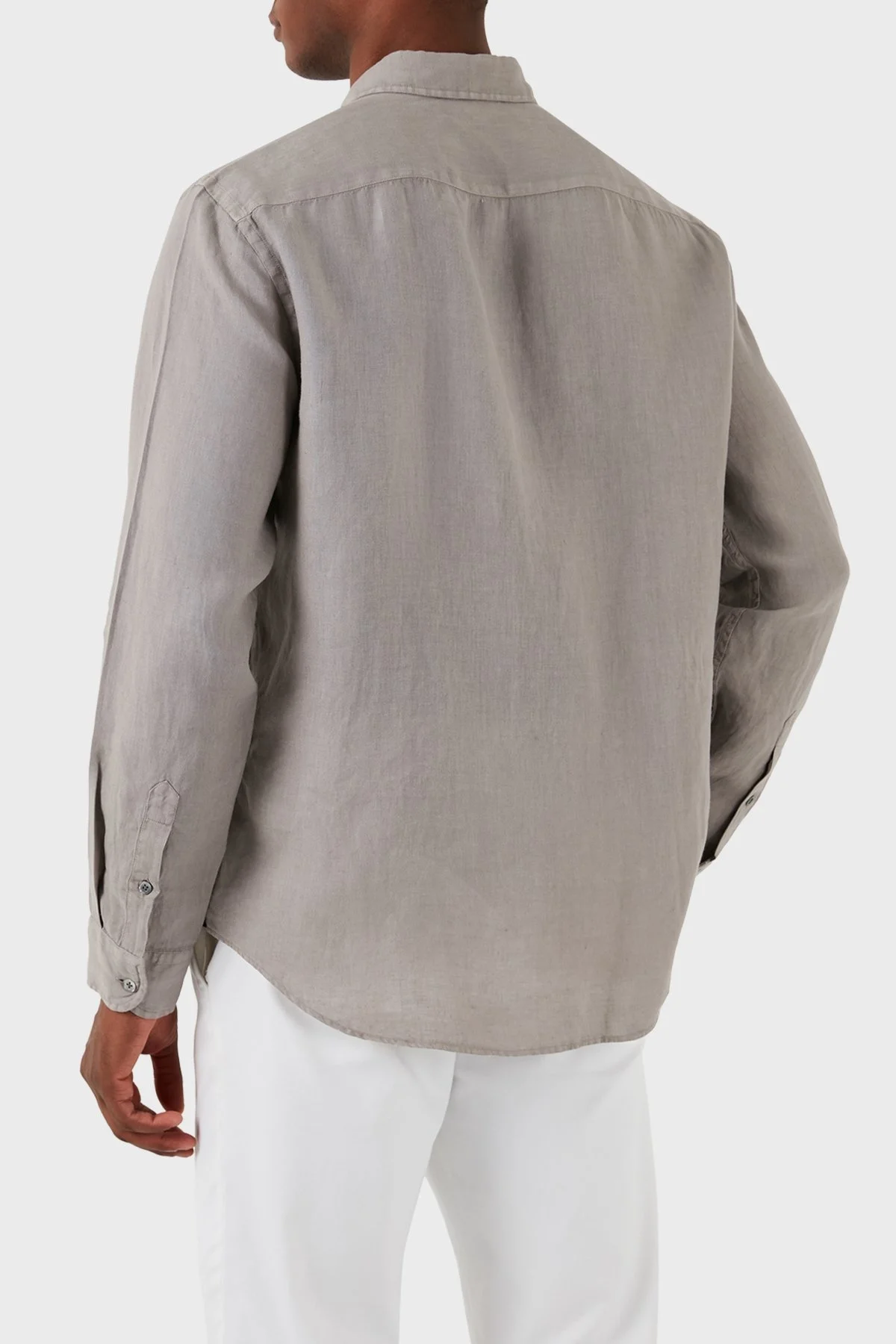 Emporio Armani % 100 Keten Regular Fit Erkek Gömlek E31SM0 010F1 114 GRİ - 3
