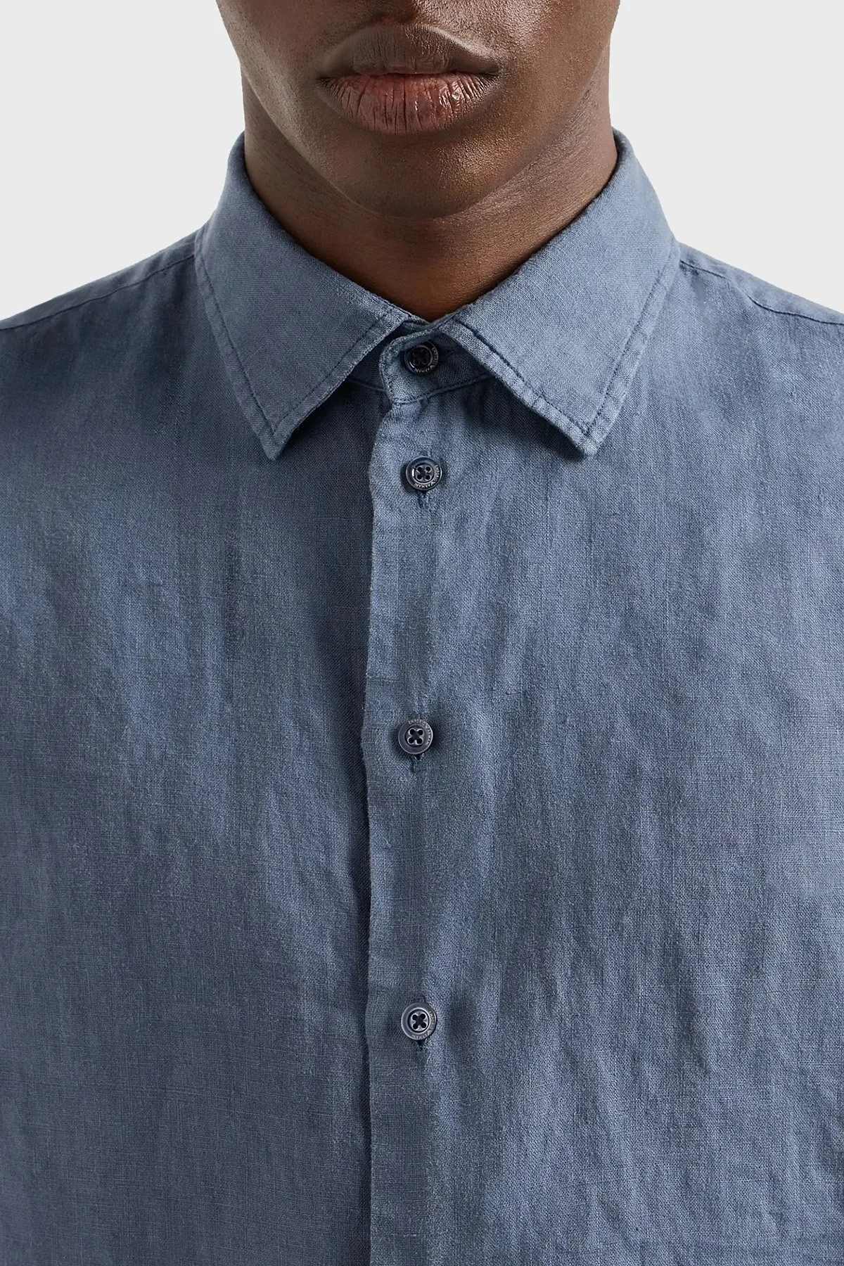 Emporio Armani % 100 Keten Regular Fit Erkek Gömlek E31SM0 010F1 920 LACİVERT - 4