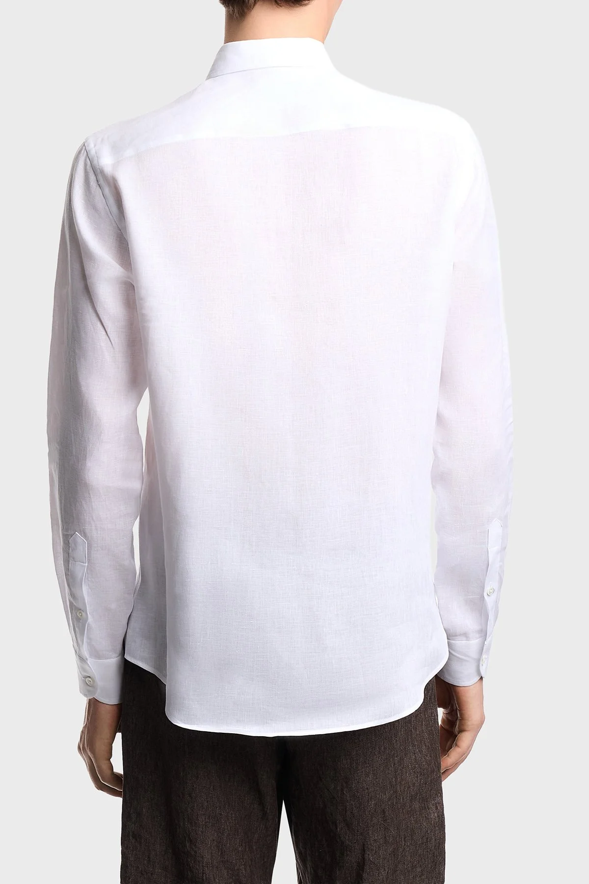 Emporio Armani % 100 Keten Regular Fit Klasik Yaka Uzun Kollu Erkek Gömlek EM000099 TE10157 U0002 MAVİ - 3