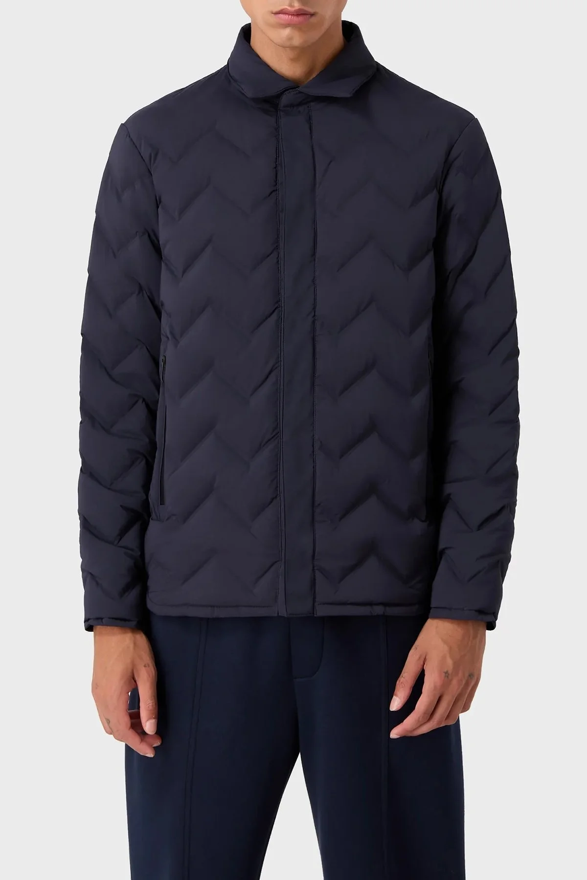 Emporio Armani % 100 Kuş Tüyü Dolgulu Regular Fit Kapitone Erkek Ceket 6R1B85 1NFGZ 09B3 LACİVERT - 1