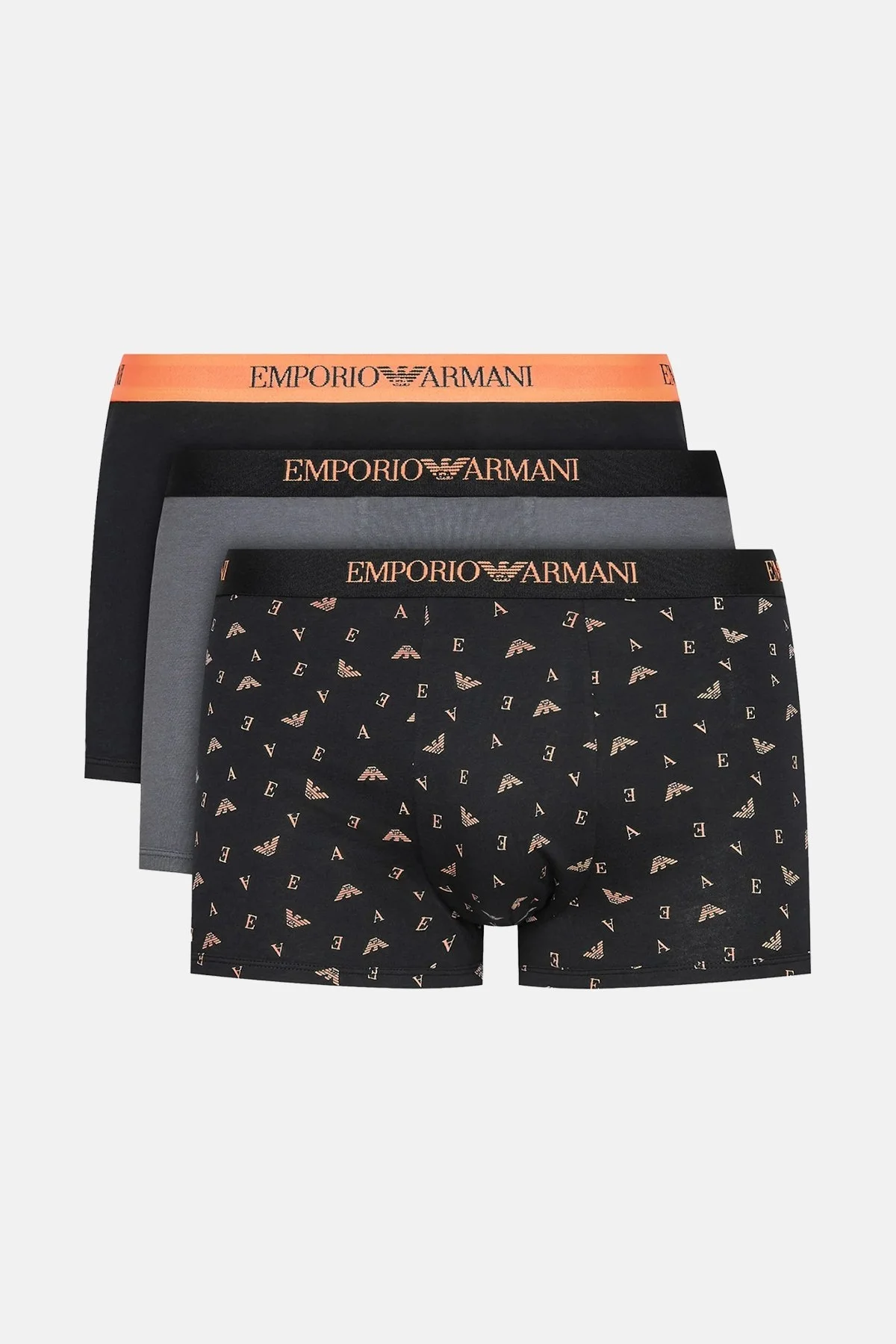 Emporio Armani % 100 Pamuk 3 Pack Erkek Boxer 111625 3R722 24421 Siyah-Siyah-Antrasit - 1