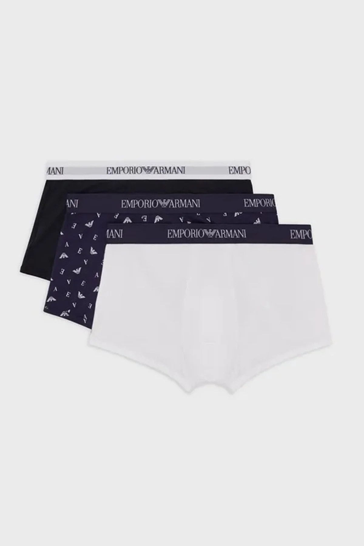 Emporio Armani % 100 Pamuk 3 Pack Erkek Boxer 111625 3R722 51136 Lacivert-Bej-Beyaz - 1