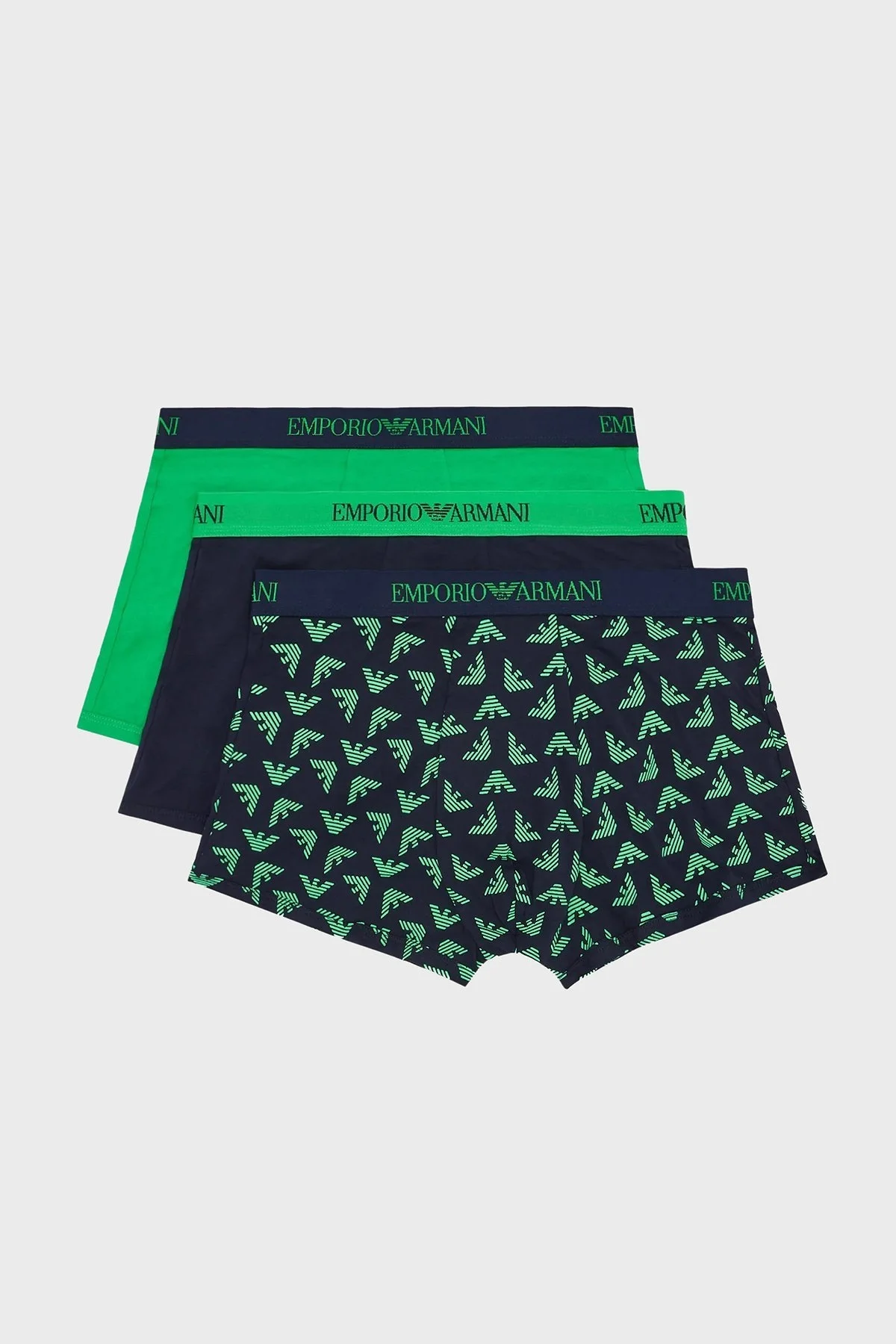 Emporio Armani % 100 Pamuk 3 Pack Erkek Boxer 111625 4R722 13182 YEŞİL-LACİVERT - 1