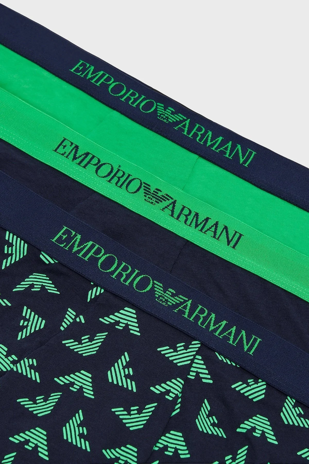 Emporio Armani % 100 Pamuk 3 Pack Erkek Boxer 111625 4R722 13182 YEŞİL-LACİVERT - 4