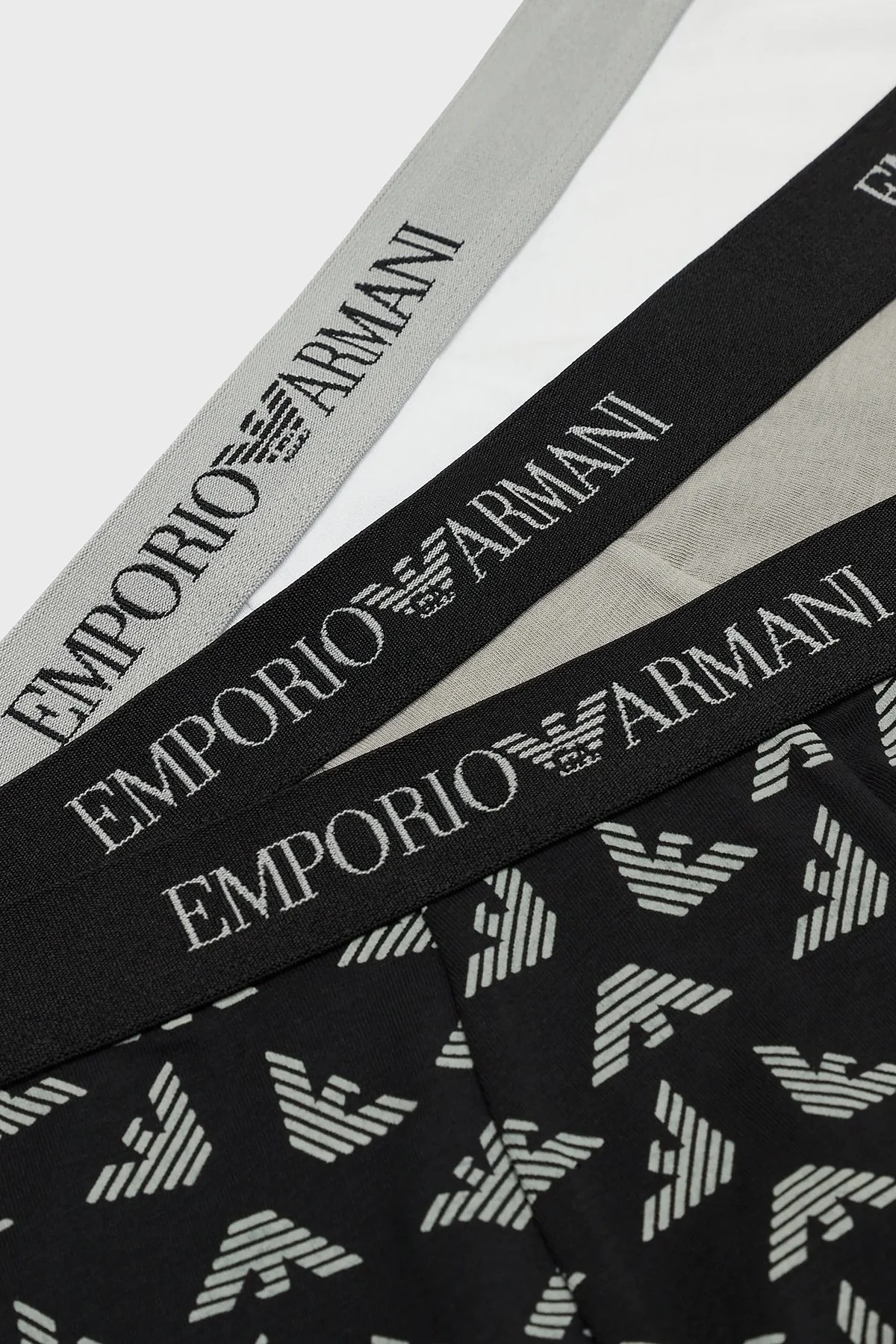 Emporio Armani % 100 Pamuk 3 Pack Erkek Boxer 111625 4R722 18111 SİYAH-BEYAZ-GRİ - 4