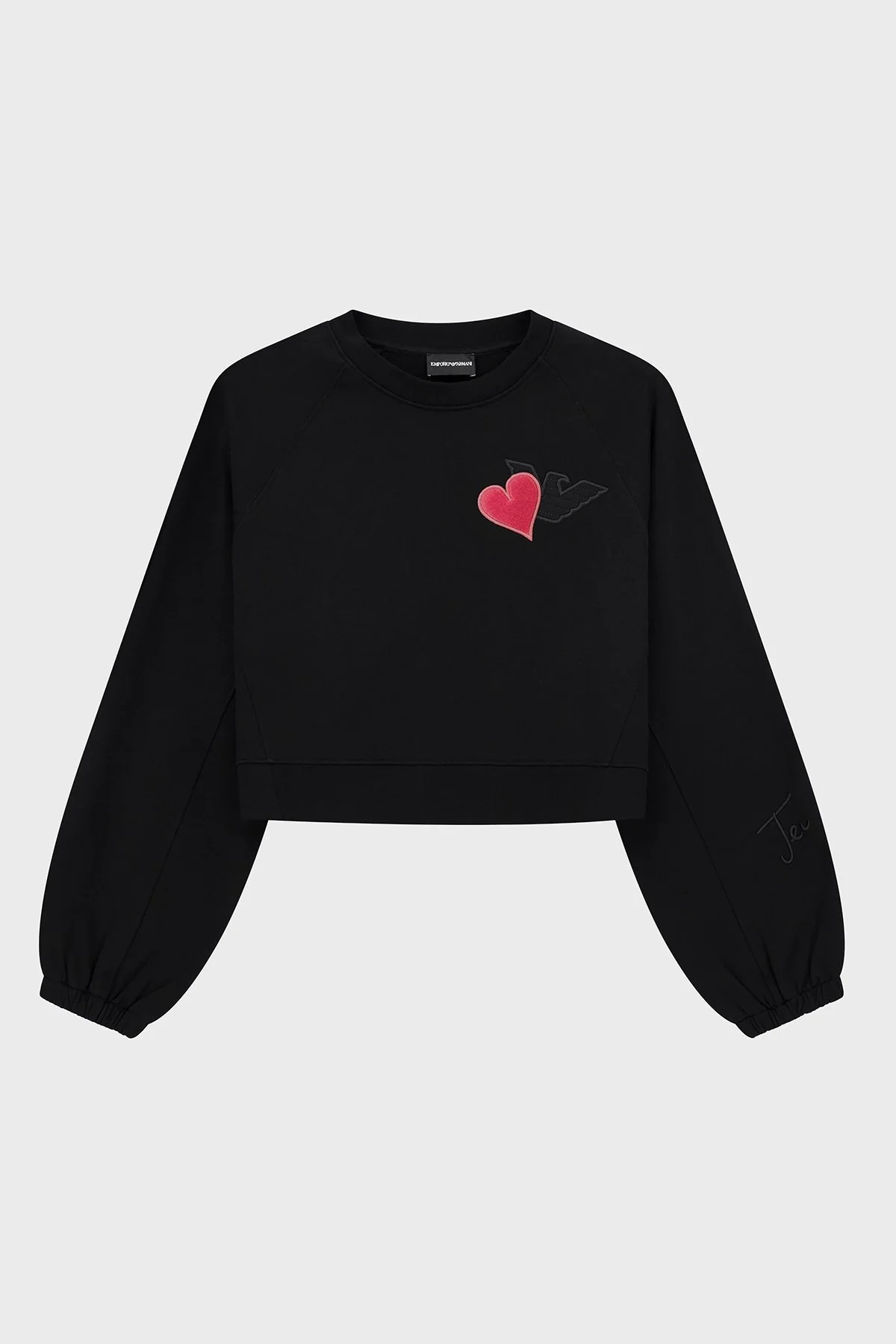 Emporio Armani % 100 Pamuk Comfort Fit Minimal Desenli Bayan Sweat EW002122 AF12538 UC001 SİYAH - 6