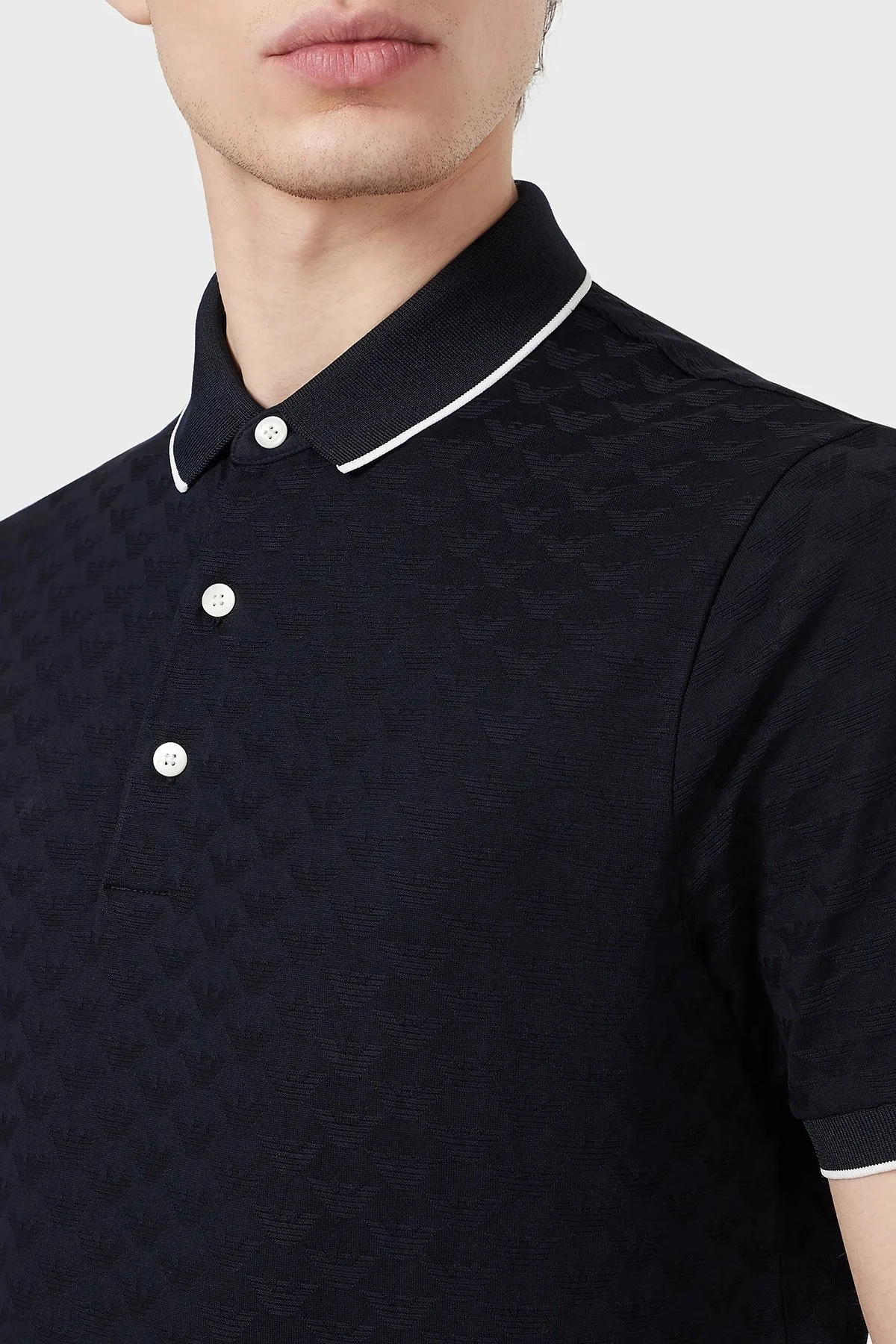 Emporio Armani % 100 Pamuk Düğmeli T Shirt Erkek Polo 8N1FP0 1JHWZ 0920 LACİVERT - 4