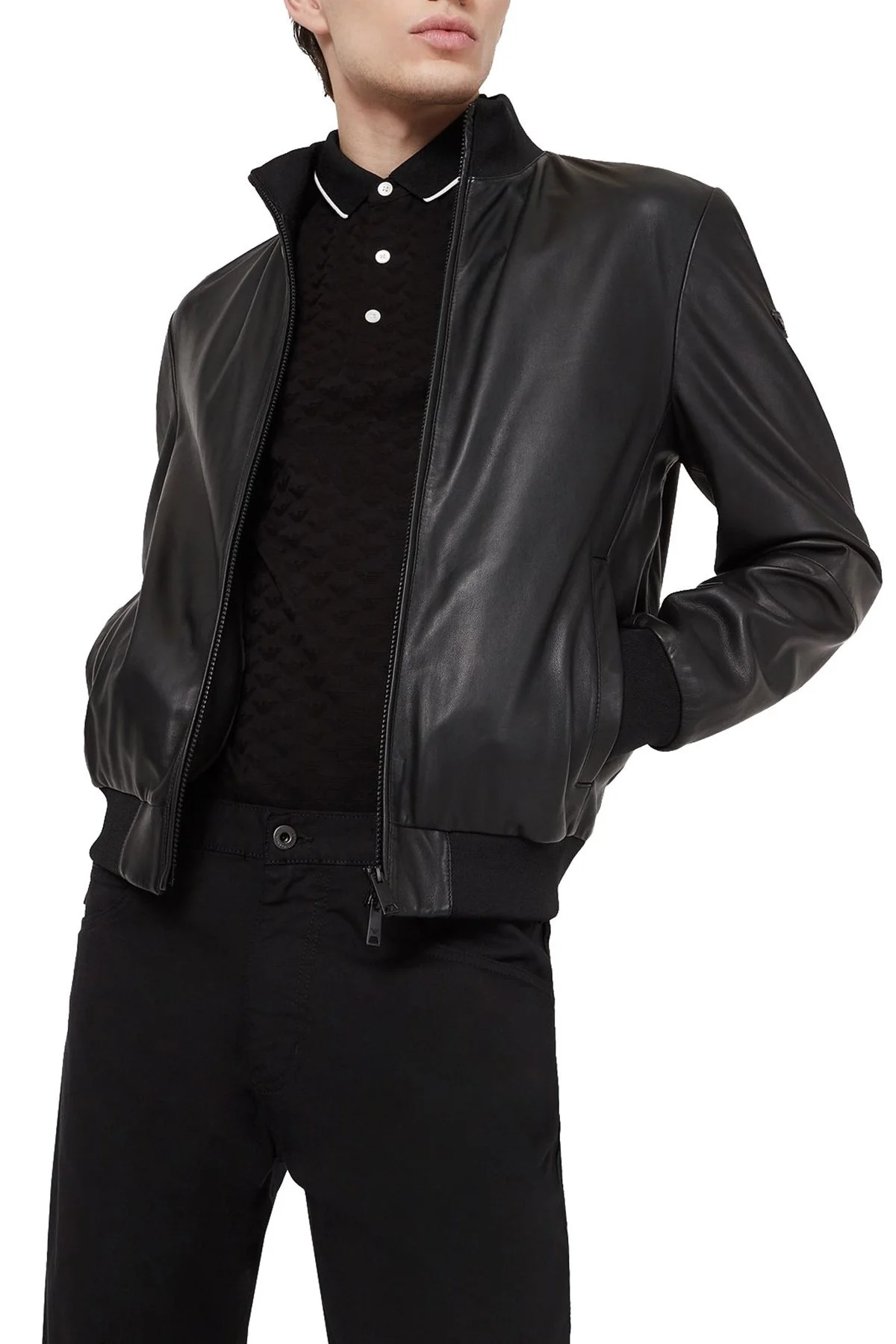 Emporio Armani % 100 Pamuk Düğmeli Erkek Polo Yaka T Shirt 8N1FP0 1JHWZ 0999 SİYAH - 2