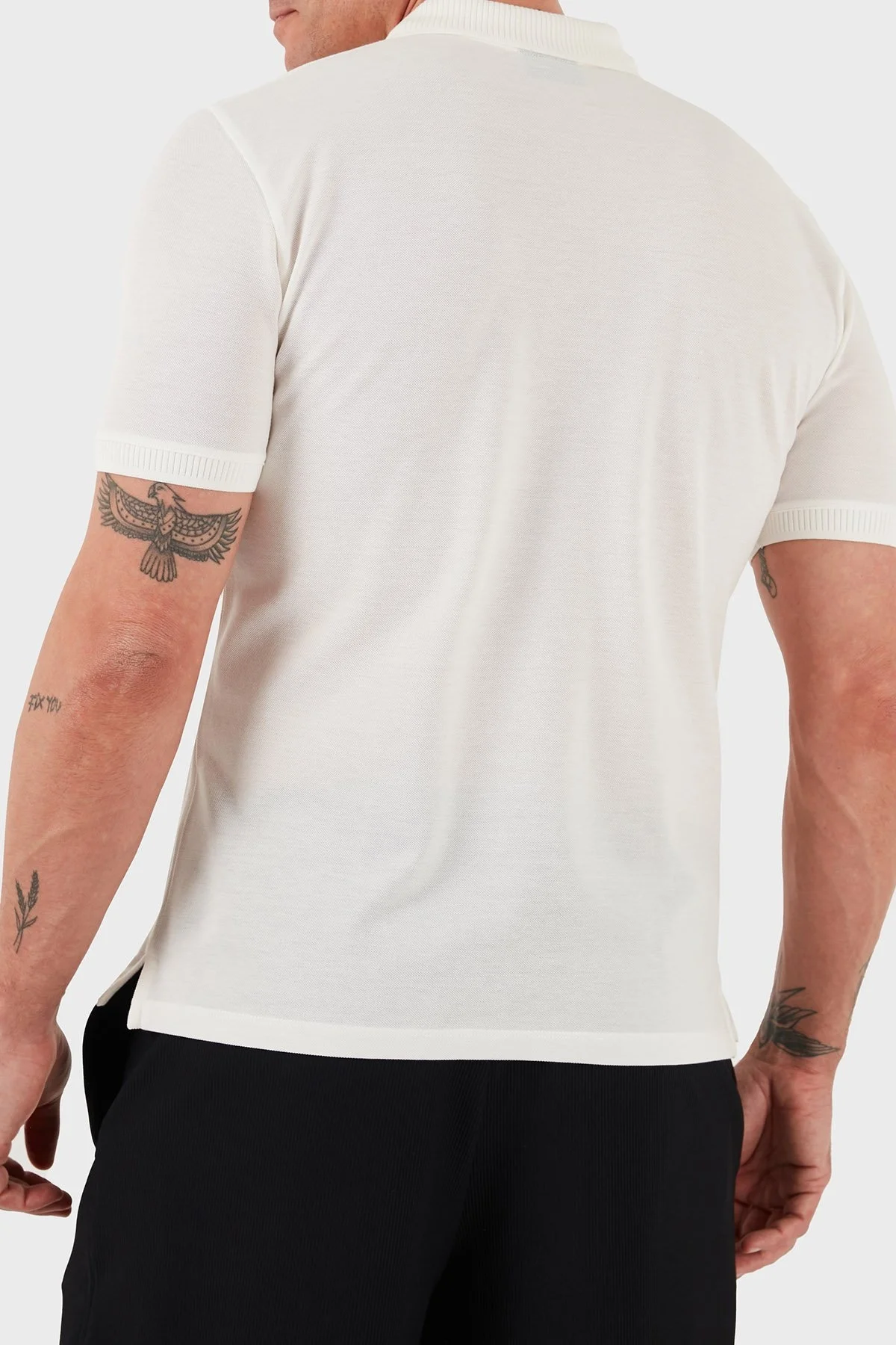 Emporio Armani % 100 Pamuk Gizli Düğmeli Erkek Polo Yaka T Shirt EM000850 AF12955 U0003 BEYAZ - 6