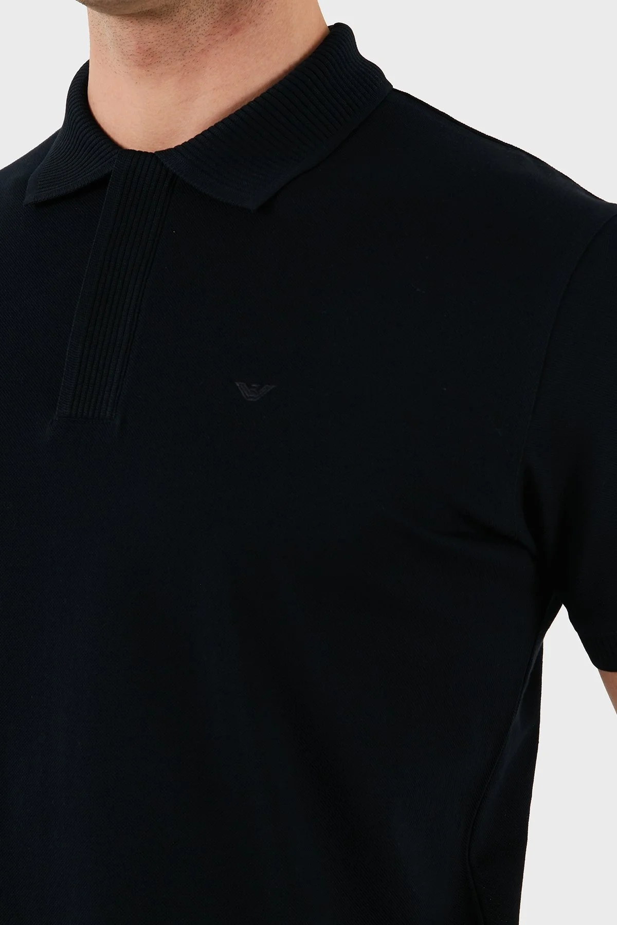 Emporio Armani % 100 Pamuk Gizli Düğmeli Erkek Polo Yaka T Shirt EM000850 AF12955 UB118 LACİVERT - 7