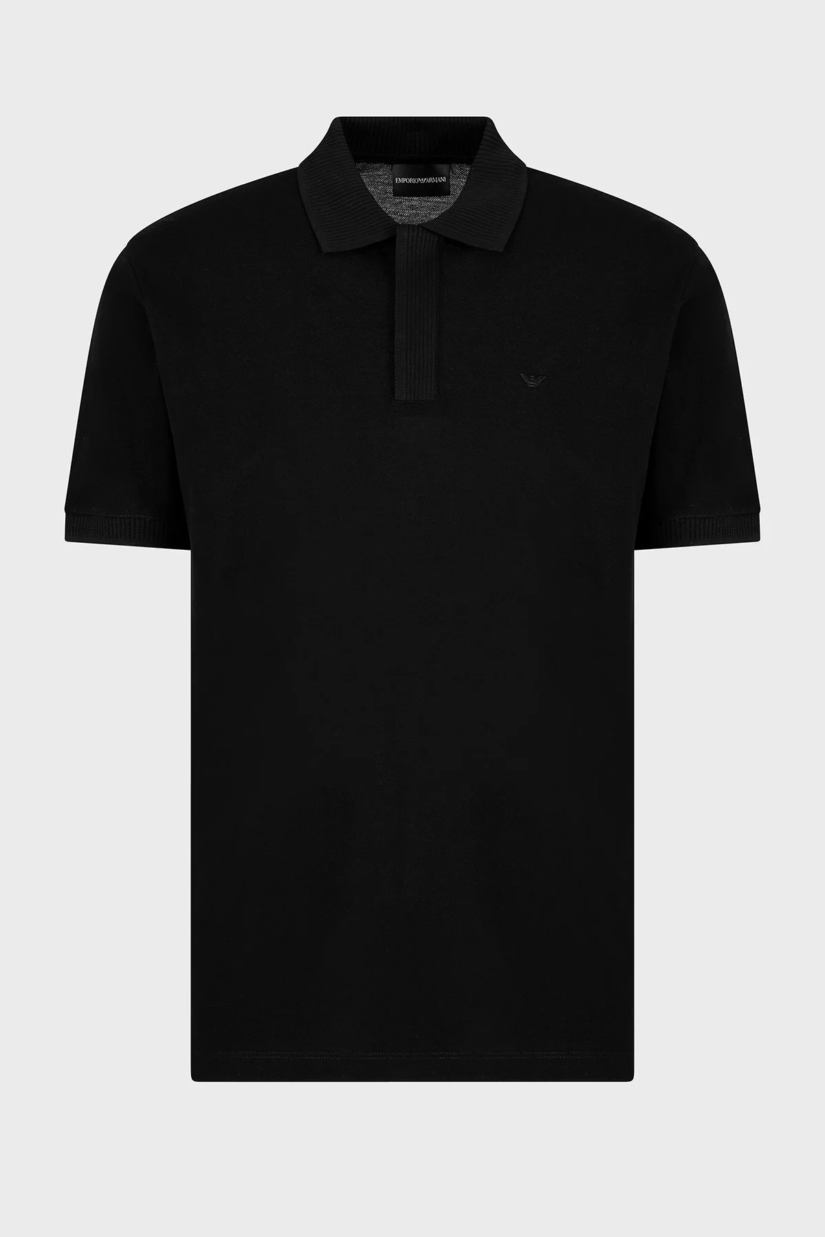 Emporio Armani % 100 Pamuk Gizli Düğmeli Erkek Polo Yaka T Shirt EM000850 AF12955 UC001 SİYAH - 10