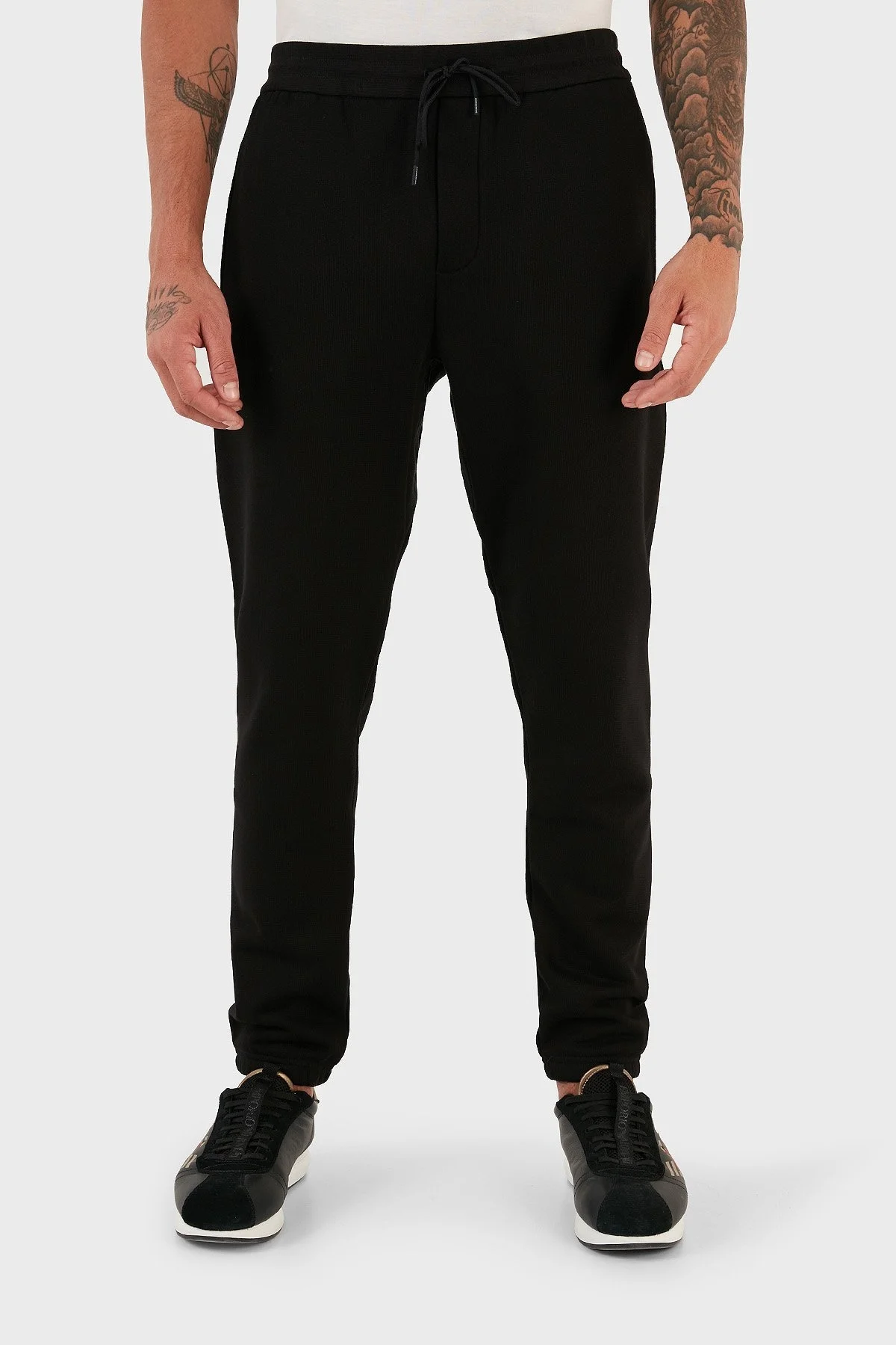 Emporio Armani % 100 Pamuk İpli Elastik Paçalı Regular Fit Jogger Spor Erkek Pantolon 6R1PU3 1JWPZ 0999 SİYAH - 4