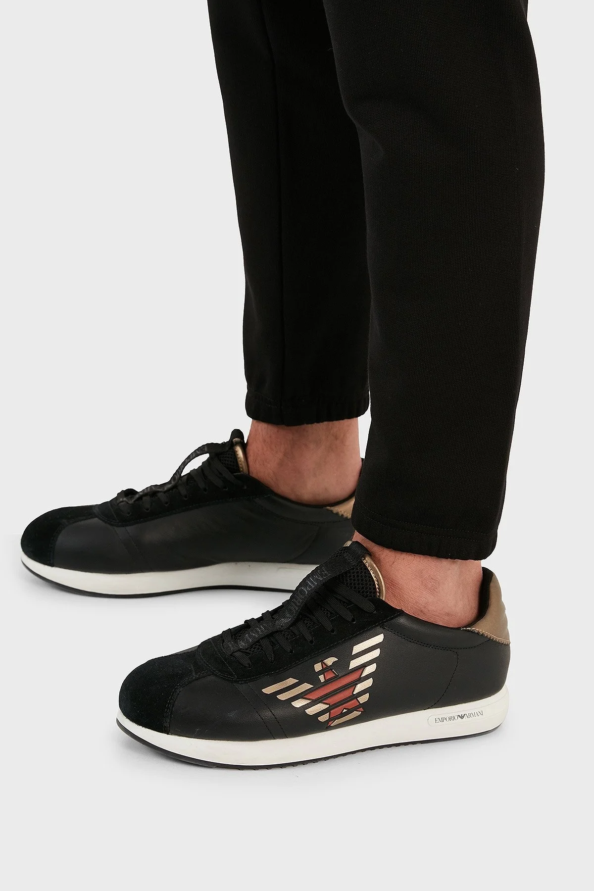 Emporio Armani % 100 Pamuk İpli Elastik Paçalı Regular Fit Jogger Spor Erkek Pantolon 6R1PU3 1JWPZ 0999 SİYAH - 5