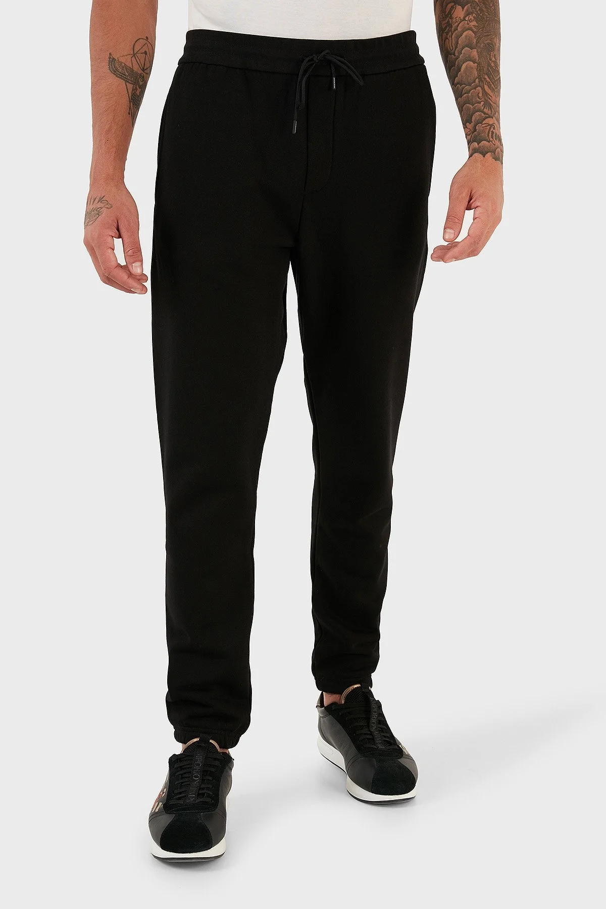 Emporio Armani % 100 Pamuk İpli Elastik Paçalı Regular Fit Jogger Spor Erkek Pantolon 6R1PU3 1JWPZ 0999 SİYAH - 7