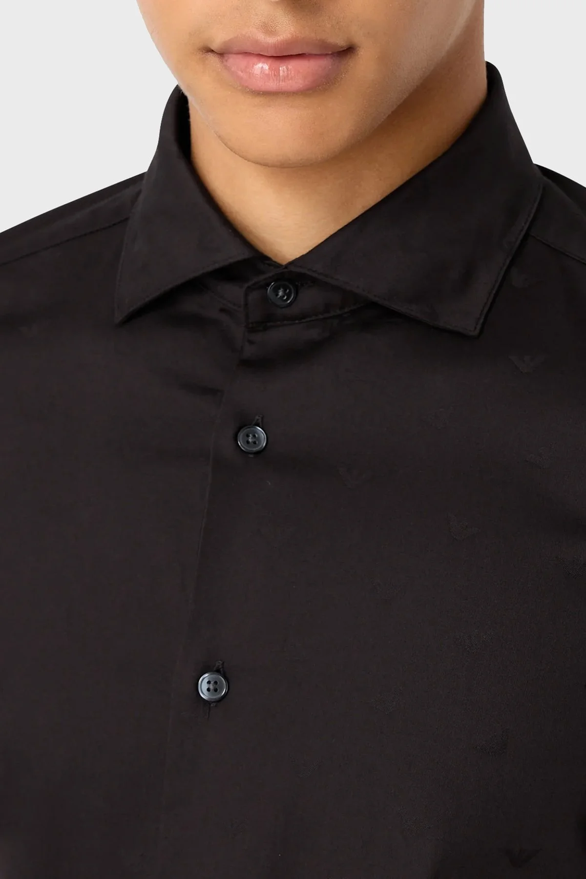 Emporio Armani % 100 Pamuk Jakar Desenli Regular Fit Erkek Gömlek 6R1C86 1NVYZ F087 SİYAH - 6