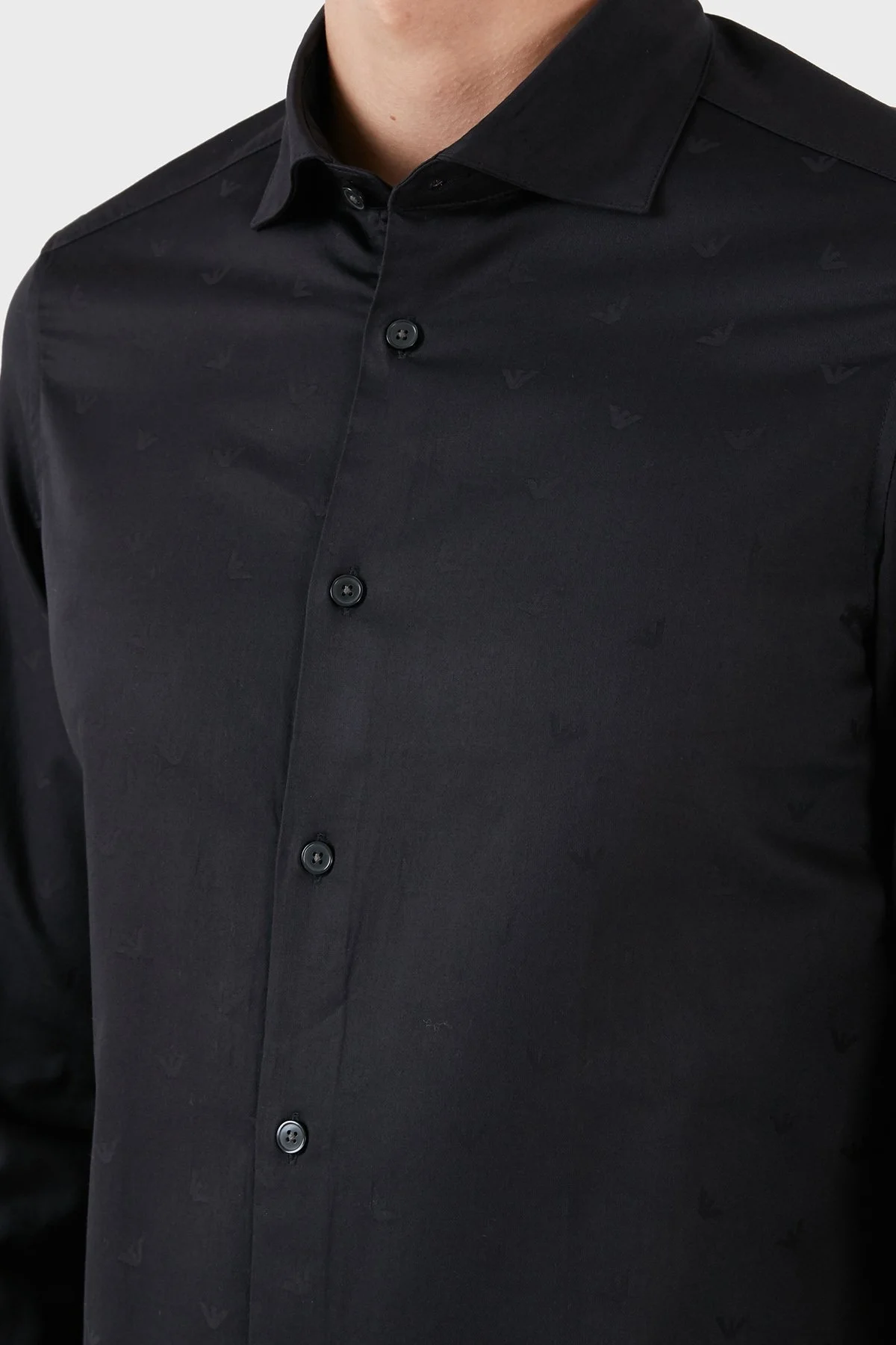 Emporio Armani % 100 Pamuk Jakarlı Logo Desenli Regular Fit Erkek Gömlek 6R1C86 1NVYZ F961 LACİVERT - 5