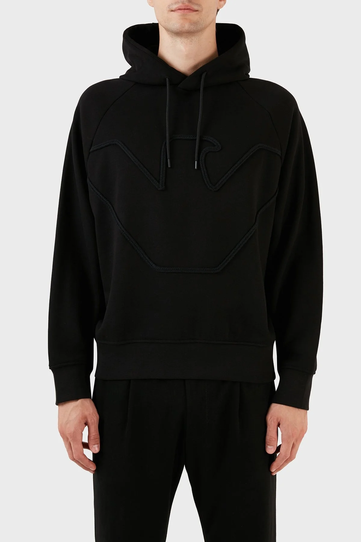 Emporio Armani % 100 Pamuk Kapüşonlu Logo Desenli Regular Fit Erkek Sweat 6R1ME4 1JWPZ 00B4 SİYAH - 6