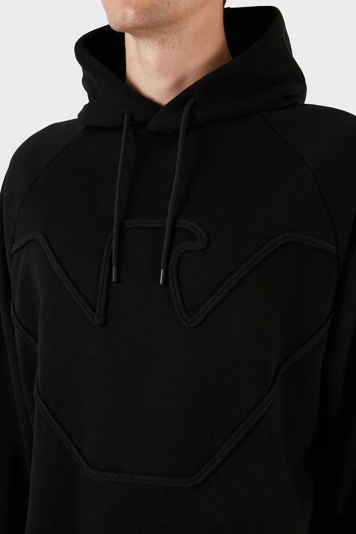 Emporio Armani % 100 Pamuk Kapüşonlu Logo Desenli Regular Fit Erkek Sweat 6R1ME4 1JWPZ 00B4 SİYAH - 10