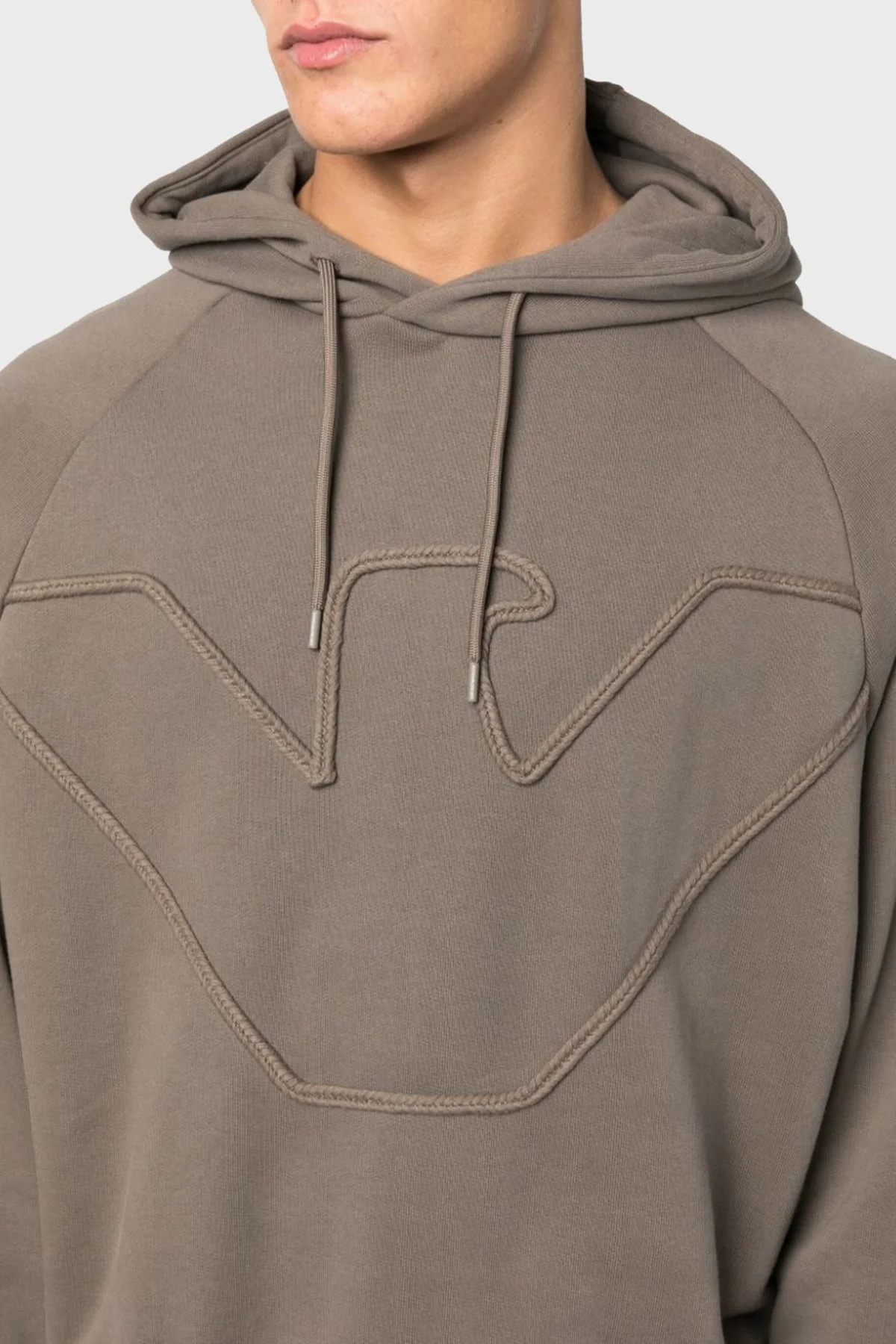 Emporio Armani % 100 Pamuk Kapüşonlu Logo Desenli Regular Fit Erkek Sweat 6R1ME4 1JWPZ 04A5 KAHVE - 4