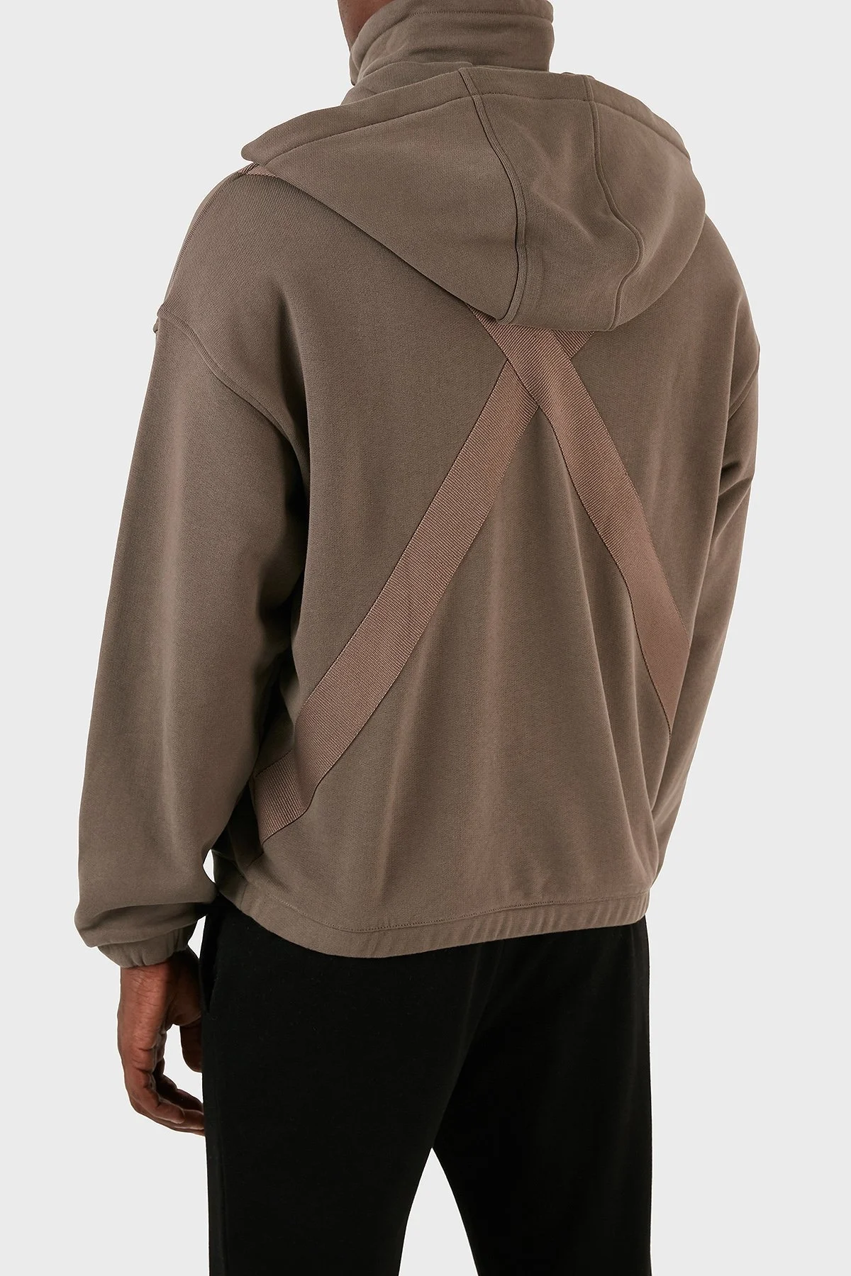 Emporio Armani % 100 Pamuk Kapüşonlu Yarım Fermuarlı Oversize Fit Erkek Sweat 6R1ME6 1JWPZ 0440 KAHVE - 8