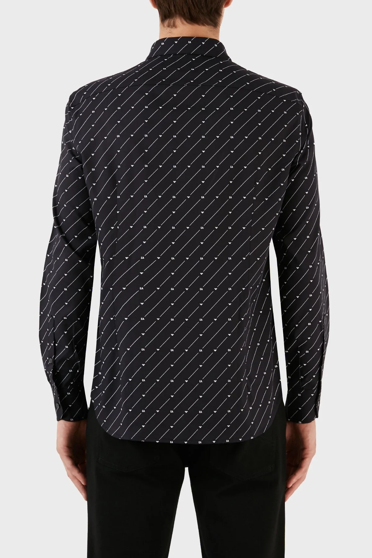 Emporio Armani Pamuklu Logo Desen Baskılı Regular Fit Erkek Gömlek 6R1C86 1NMVZ F086 SİYAH - 2