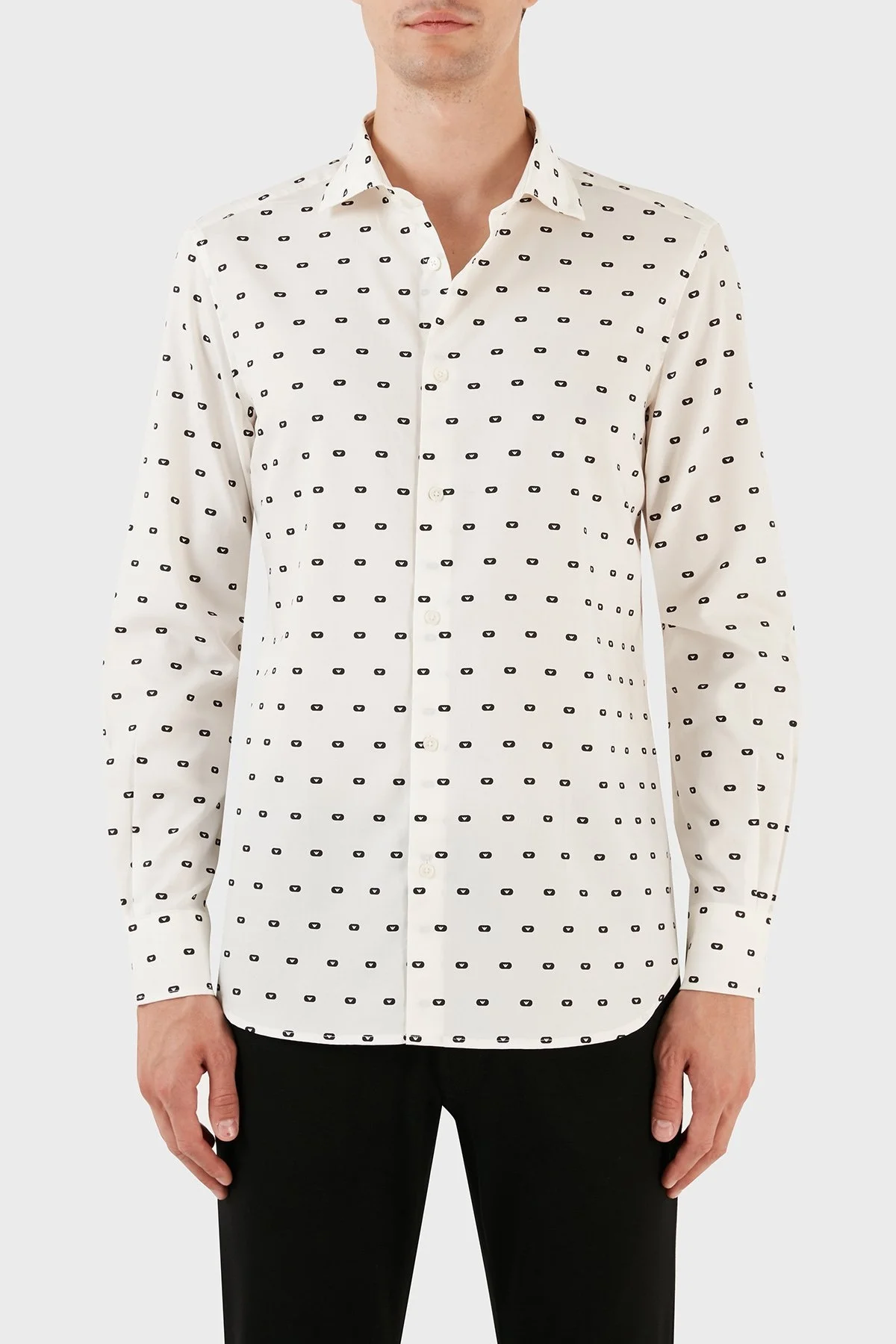 Emporio Armani Pamuklu Logo Desen Baskılı Regular Fit Erkek Gömlek 6R1C86 1NMVZ F1E7 BEYAZ - 7
