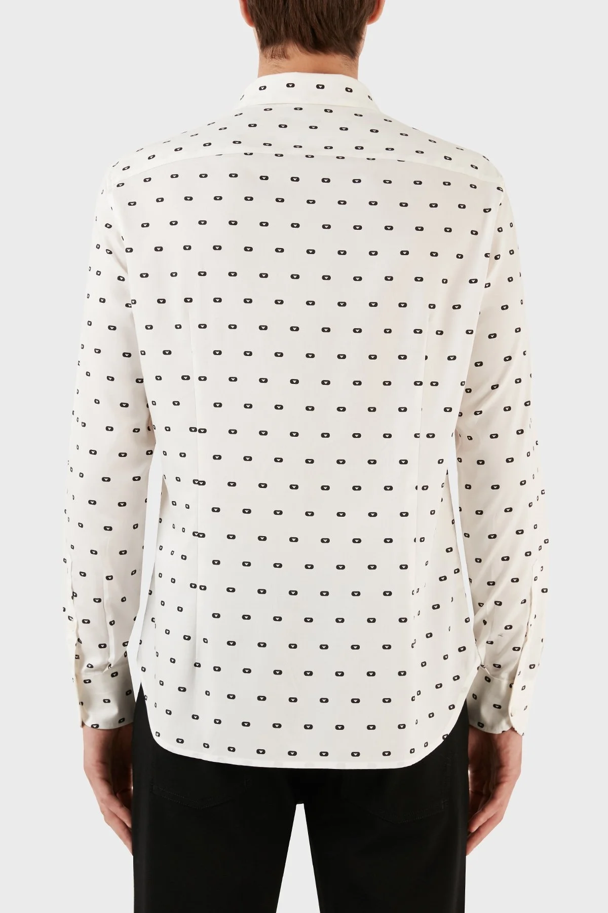 Emporio Armani Pamuklu Logo Desen Baskılı Regular Fit Erkek Gömlek 6R1C86 1NMVZ F1E7 BEYAZ - 9