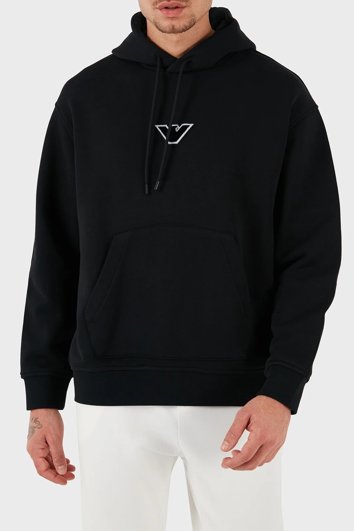 Emporio Armani % 100 Pamuk Logolu Regular Fit Kapüşonlu Erkek Sweat 6D1M93 1JTAZ 0037 SİYAH - 1