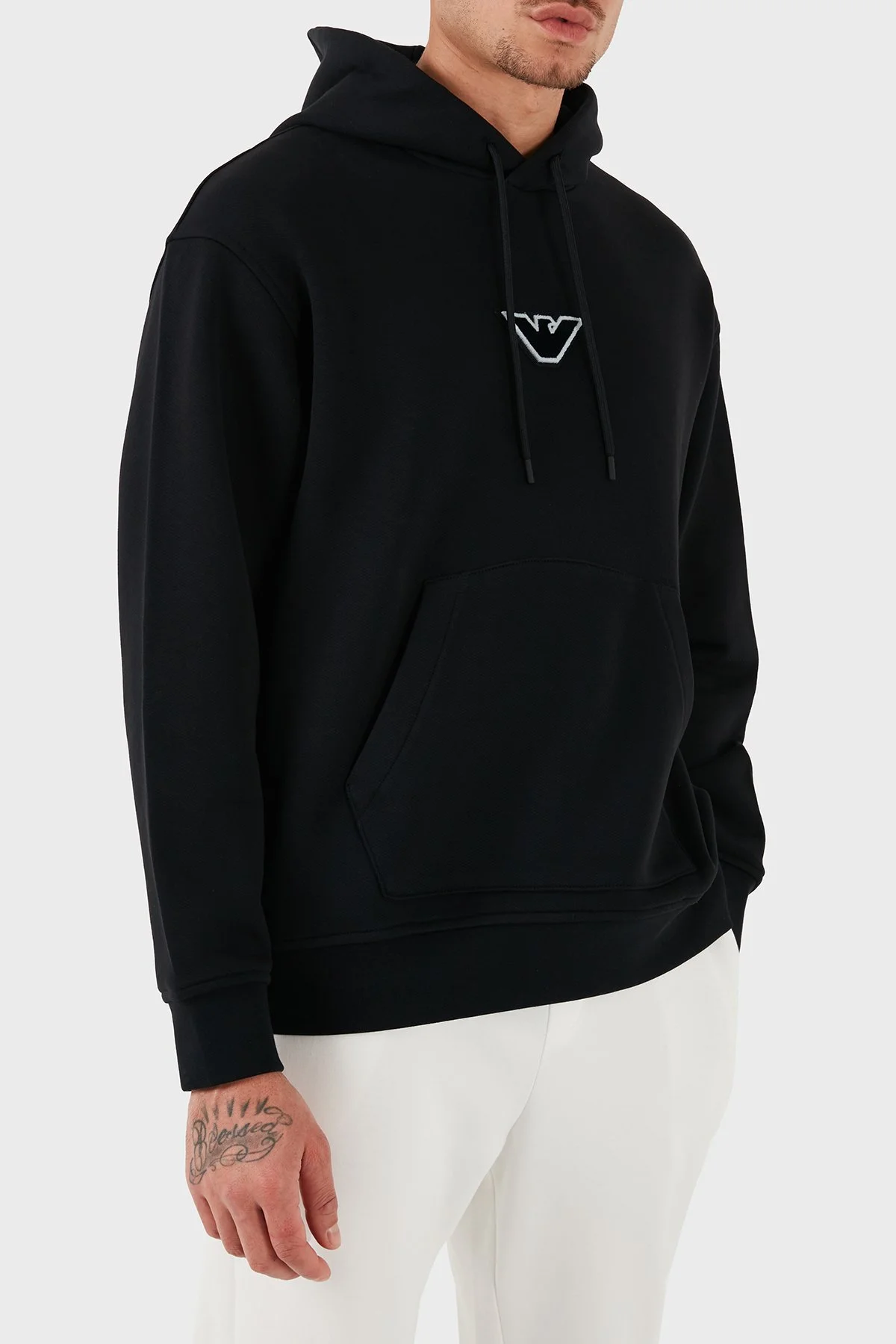 Emporio Armani % 100 Pamuk Logolu Regular Fit Kapüşonlu Erkek Sweat 6D1M93 1JTAZ 0037 SİYAH - 2