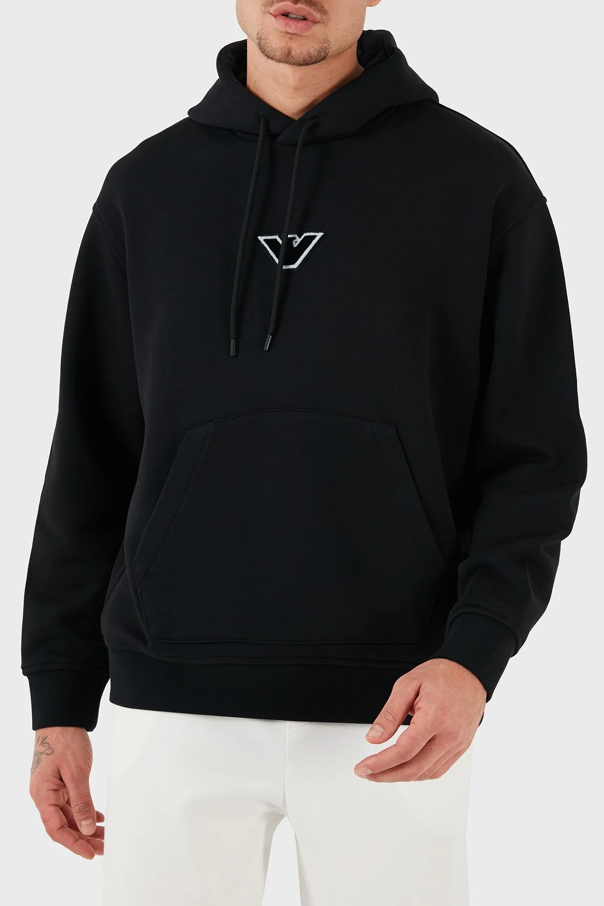 Emporio Armani % 100 Pamuk Logolu Regular Fit Kapüşonlu Erkek Sweat 6D1M93 1JTAZ 0037 SİYAH - 5