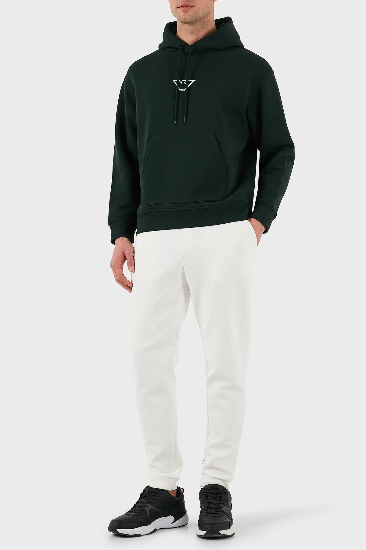 Emporio Armani % 100 Pamuk Logolu Regular Fit Kapüşonlu Erkek Sweat 6D1M93 1JTAZ 0559 HAKİ - 2