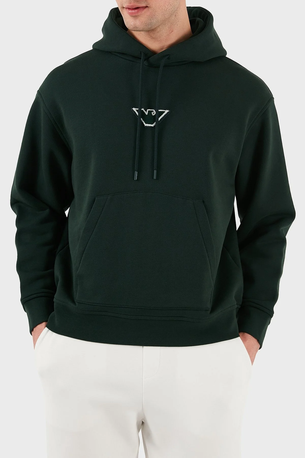 Emporio Armani % 100 Pamuk Logolu Regular Fit Kapüşonlu Erkek Sweat 6D1M93 1JTAZ 0559 HAKİ - 4
