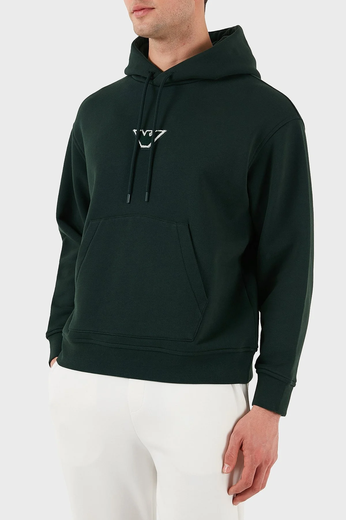 Emporio Armani % 100 Pamuk Logolu Regular Fit Kapüşonlu Erkek Sweat 6D1M93 1JTAZ 0559 HAKİ - 5