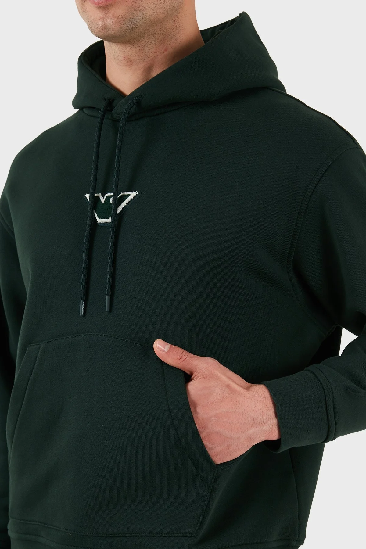 Emporio Armani % 100 Pamuk Logolu Regular Fit Kapüşonlu Erkek Sweat 6D1M93 1JTAZ 0559 HAKİ - 6