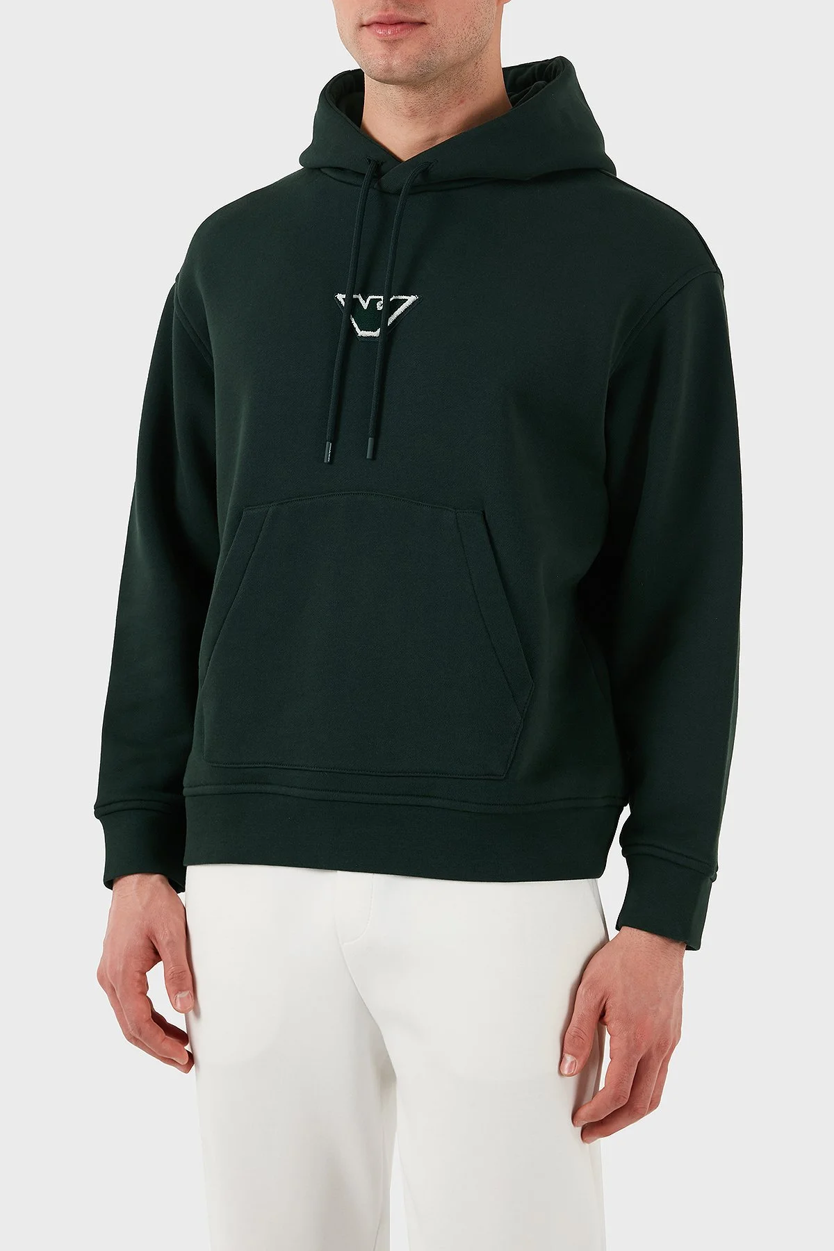 Emporio Armani % 100 Pamuk Logolu Regular Fit Kapüşonlu Erkek Sweat 6D1M93 1JTAZ 0559 HAKİ - 1