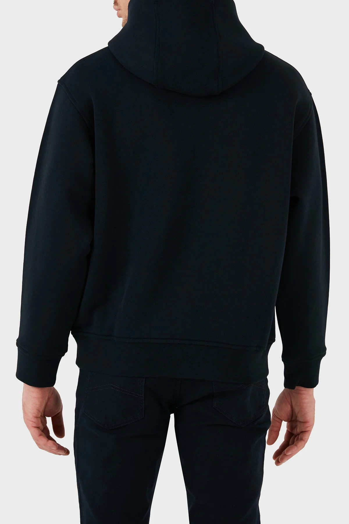 Emporio Armani % 100 Pamuk Logolu Regular Fit Kapüşonlu Erkek Sweat 6D1M93 1JTAZ 0985 LACİVERT - 3