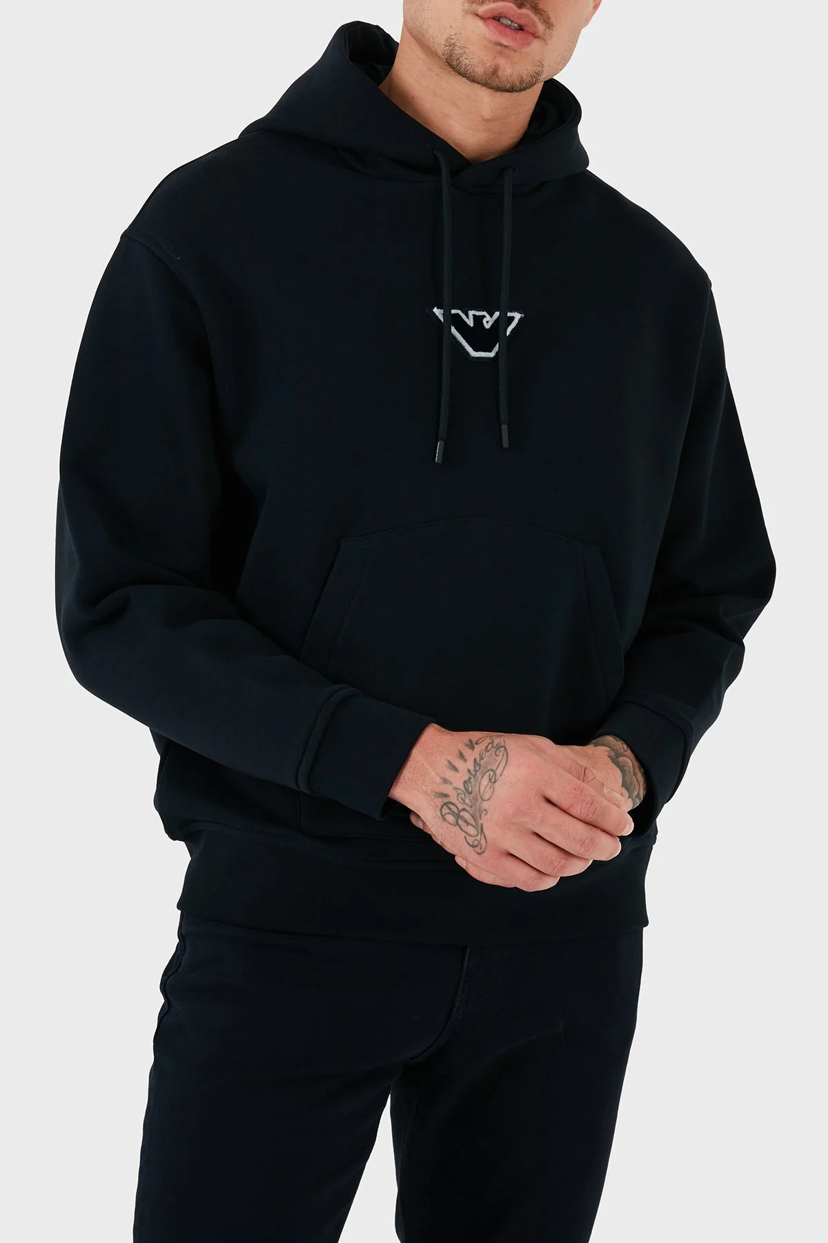 Emporio Armani % 100 Pamuk Logolu Regular Fit Kapüşonlu Erkek Sweat 6D1M93 1JTAZ 0985 LACİVERT - 5