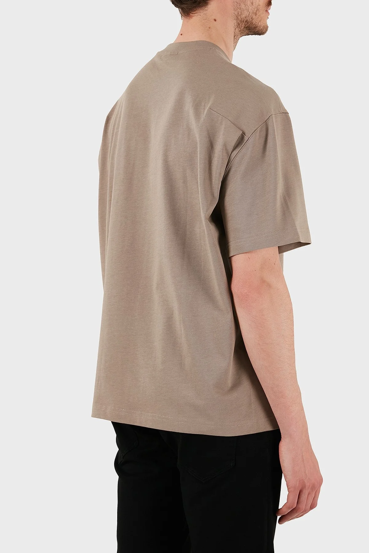 Emporio Armani % 100 Pamuk Oversize Bisiklet Yaka Logolu Erkek T Shirt EM001060 AF13715 U6107 VİZON - 2