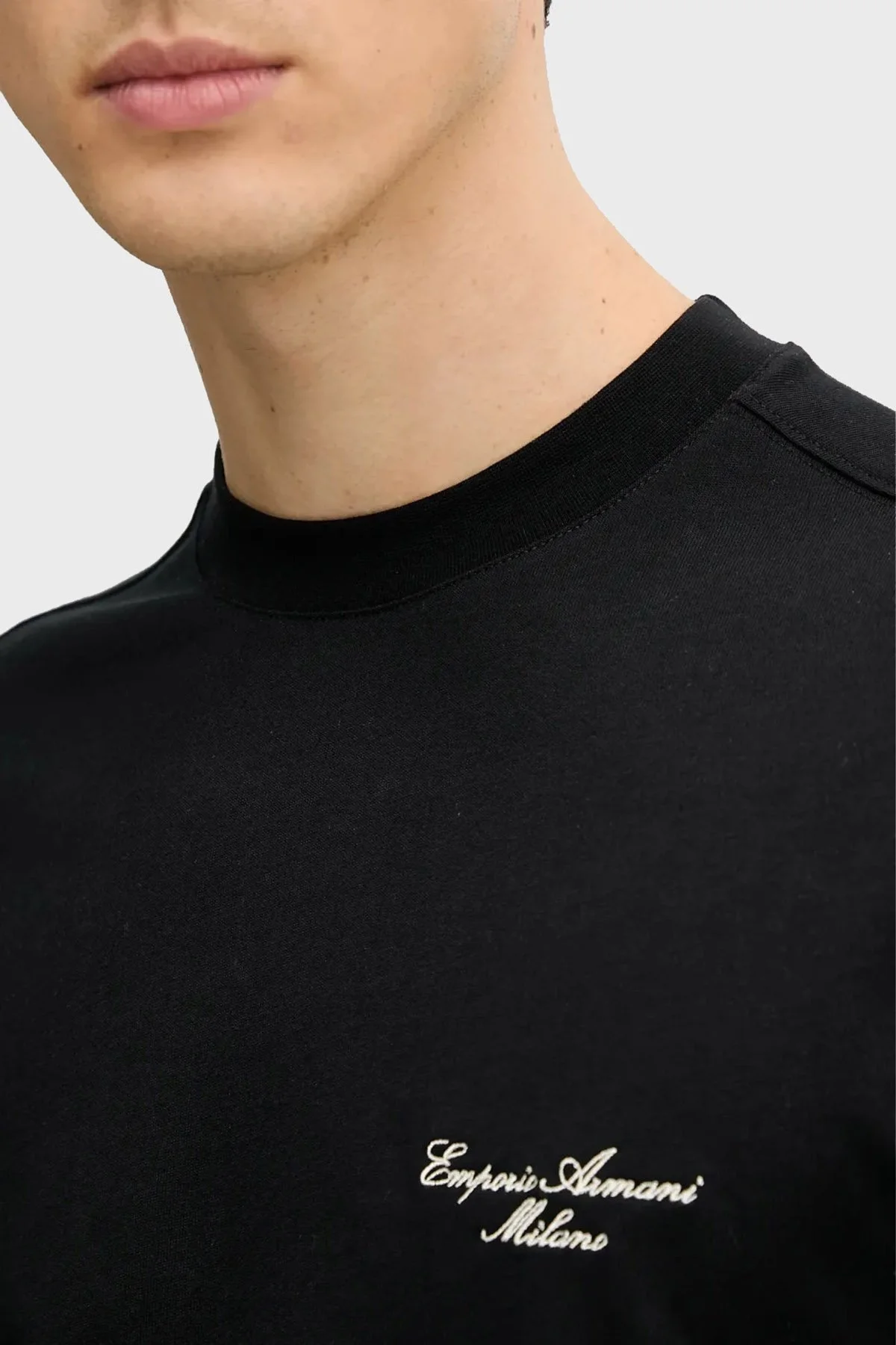 Emporio Armani % 100 Pamuk Oversize Bisiklet Yaka Logolu Erkek T Shirt EM001060 AF13715 UC001 SİYAH - 4