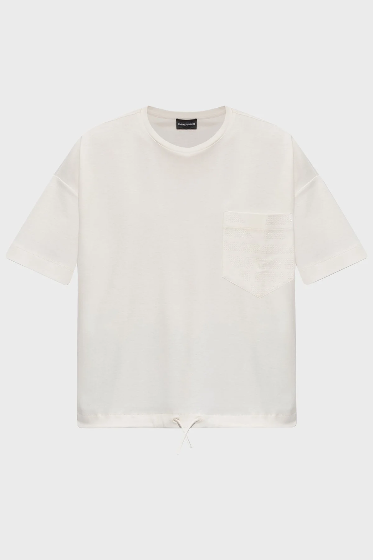 Emporio Armani % 100 Pamuk Oversize Fit Bisiklet Yaka Tek Cepli Bayan T Shirt EW000891 AF12545 U0006 BEYAZ - 10