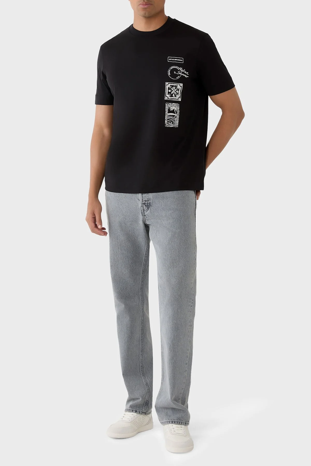 Emporio Armani % 100 Pamuk Regular Fit Bisiklet Yaka Baskılı Erkek T Shirt EM004994 AF24470 UC001 SİYAH - 2